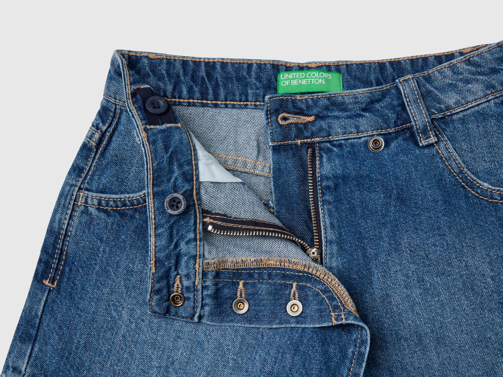 Denim culottes da bambina blu scuro 3 | Benetton Outlet