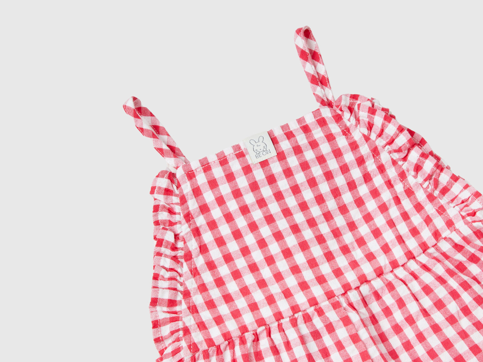 Tutina vichy in puro cotone da neonato fucsia 2 | Benetton Outlet