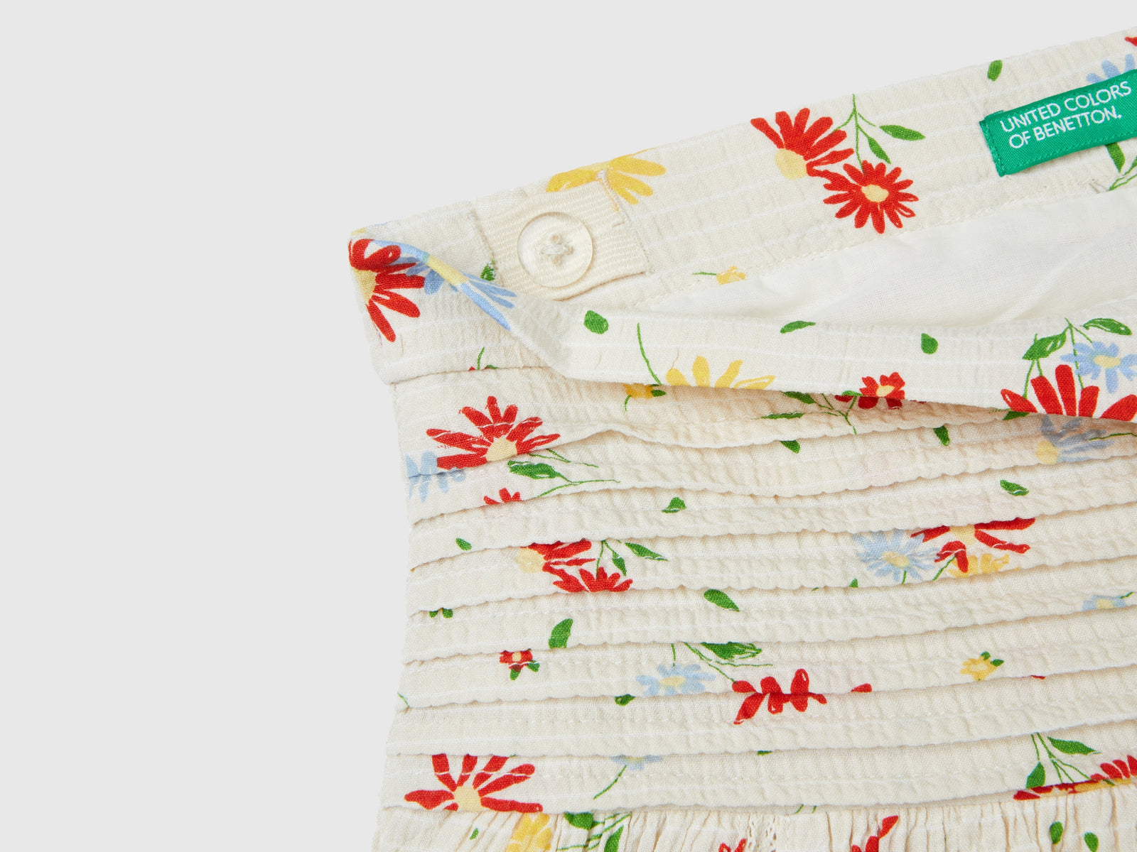 Gonna leggera a fiori da bambina bianco panna 2 | Benetton Outlet