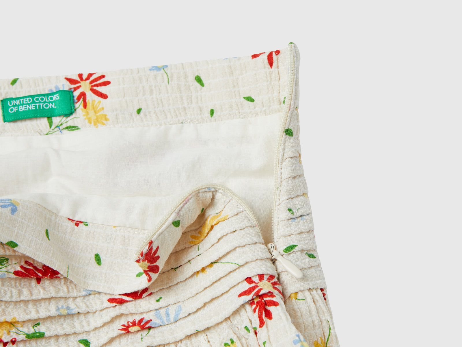 Gonna leggera a fiori da bambina bianco panna 3 | Benetton Outlet