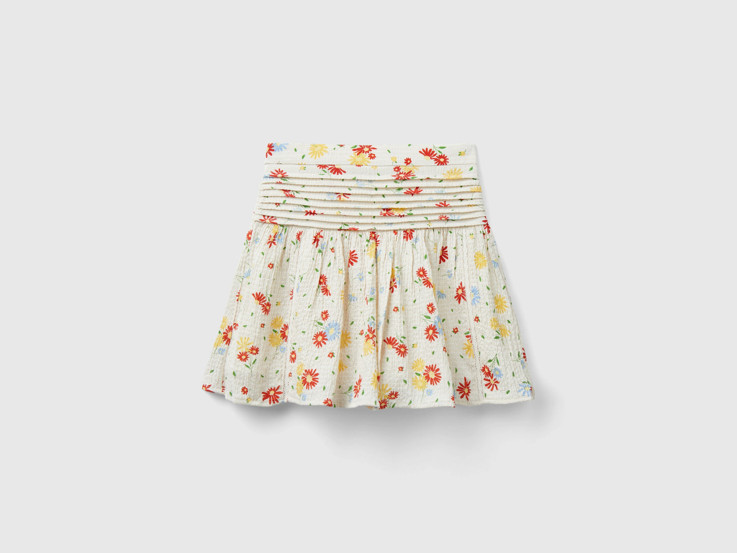 Gonna leggera a fiori da bambina bianco panna | Benetton Outlet