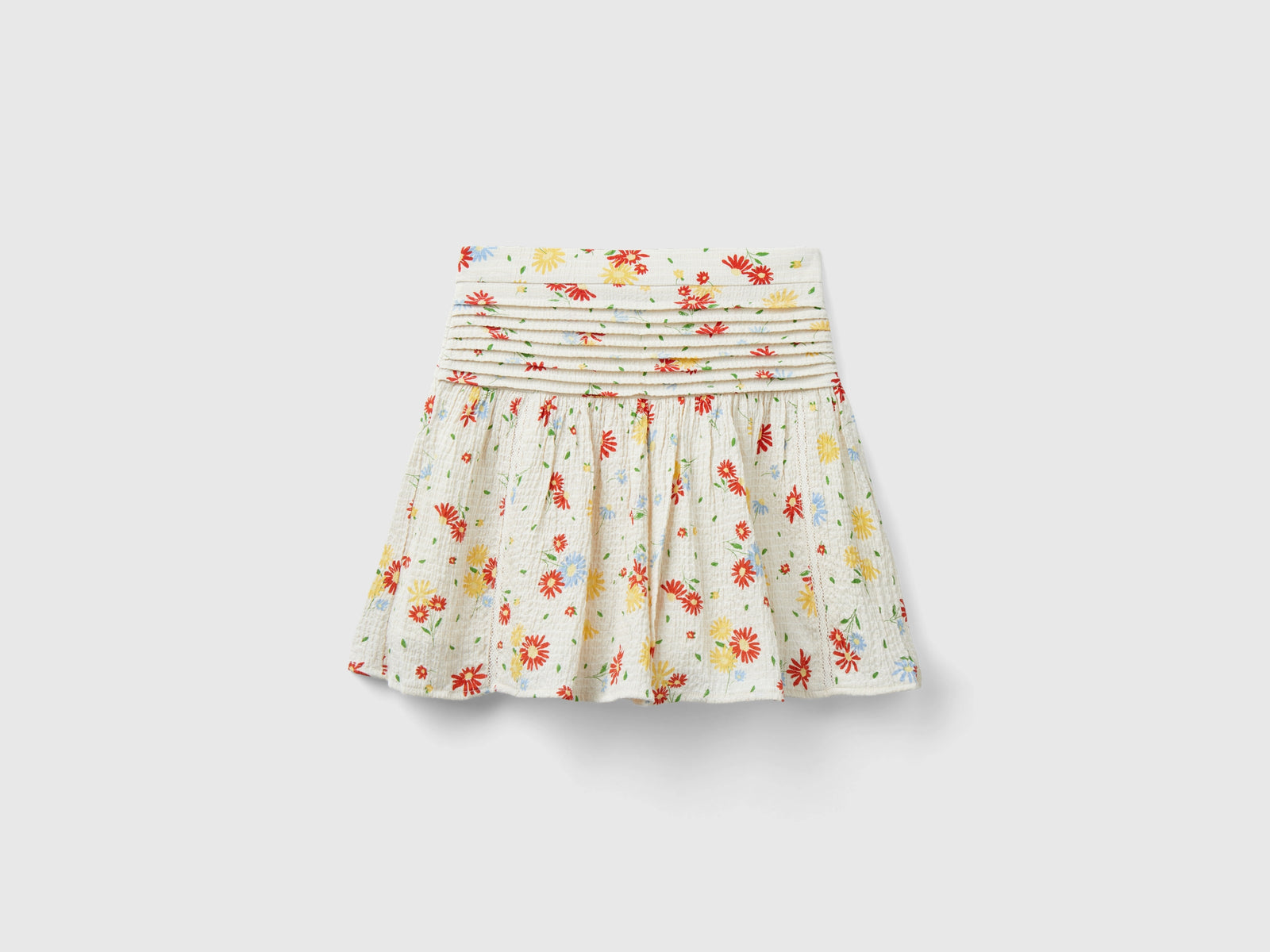 Gonna leggera a fiori da bambina bianco panna | Benetton Outlet