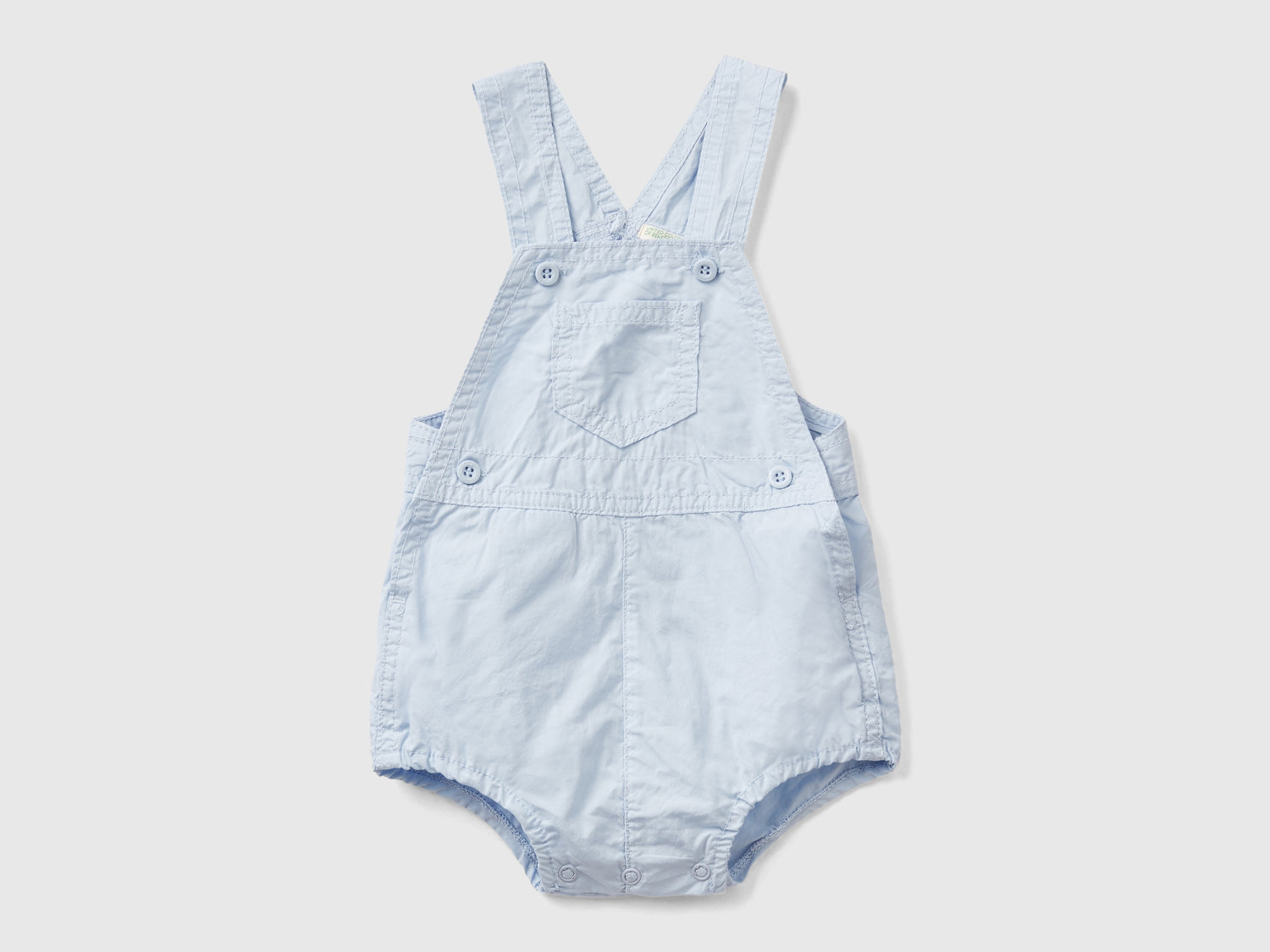 Pagliaccetto salopette in 100% cotone da neonato celeste | Benetton Outlet