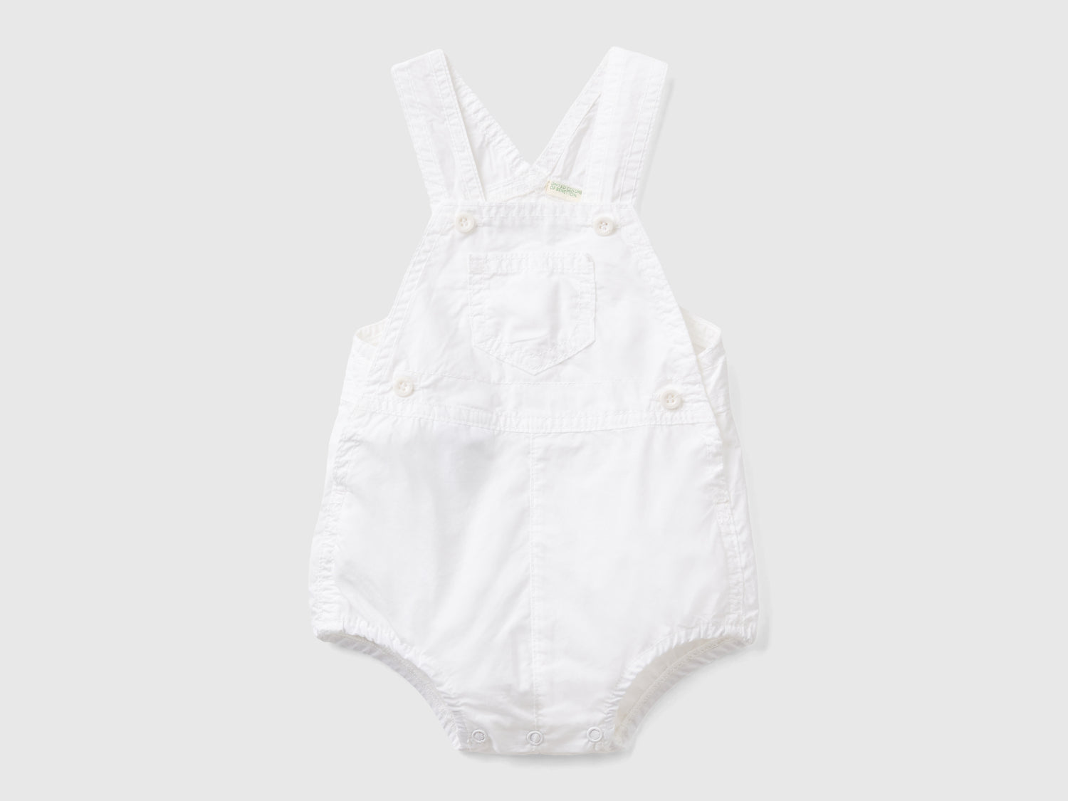 Pagliaccetto salopette in 100% cotone da neonato bianco | Benetton Outlet
