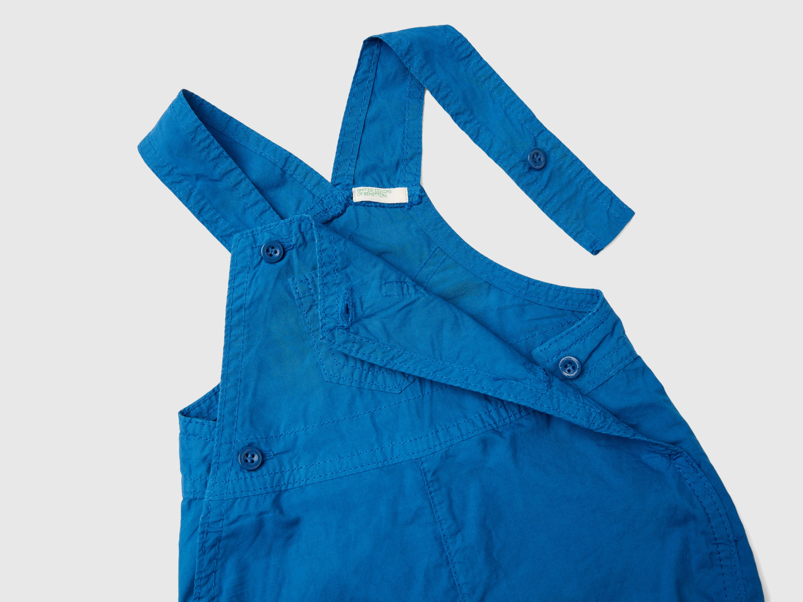 Pagliaccetto salopette in 100% cotone da neonato blu 3 | Benetton Outlet