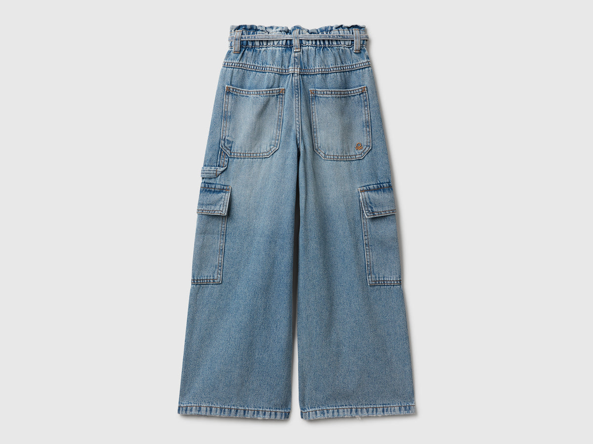 Wide-fit cargo jeans da bambina azzurro 2 | Benetton Outlet