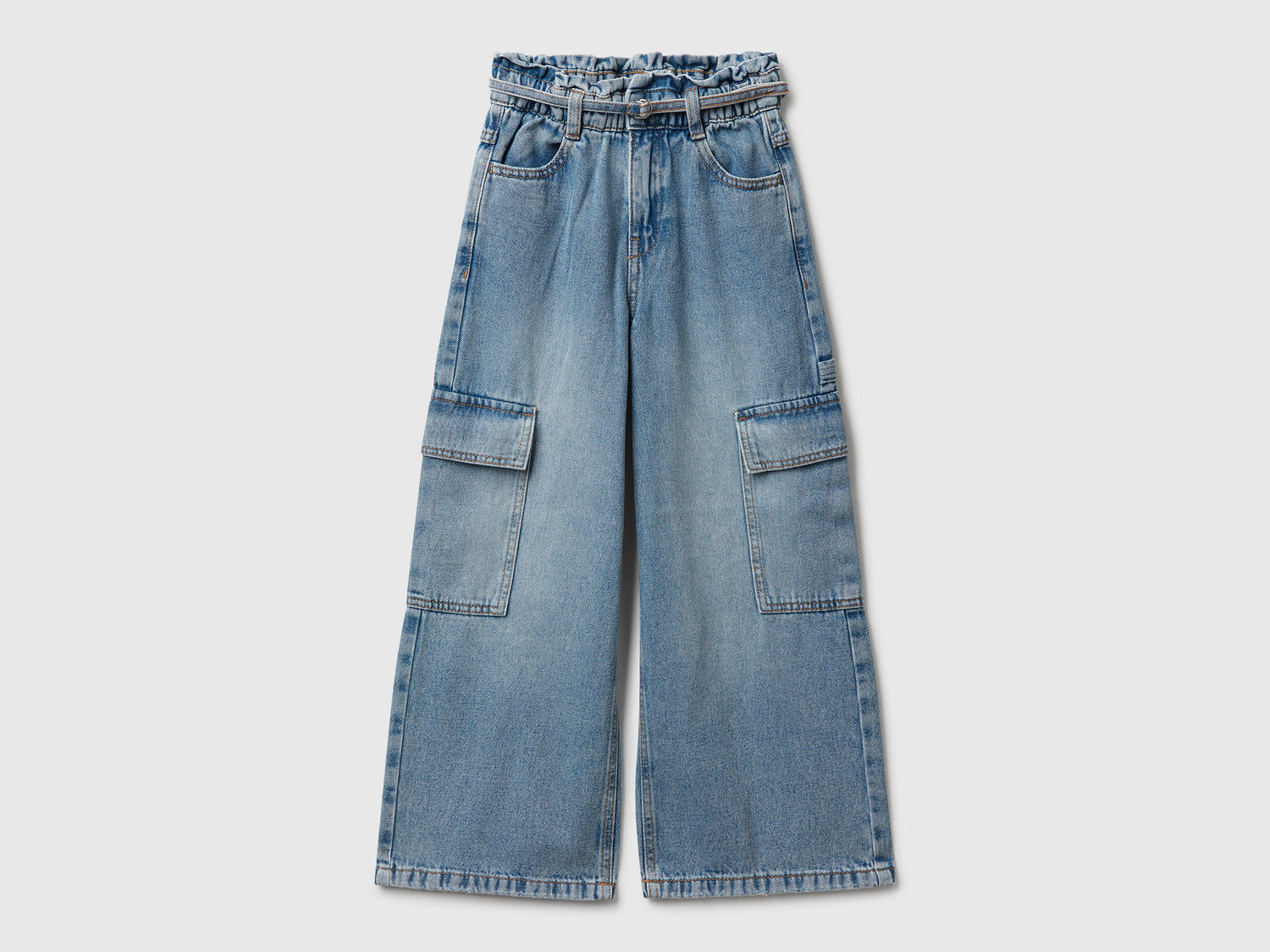 Wide-fit cargo jeans da bambina azzurro | Benetton Outlet
