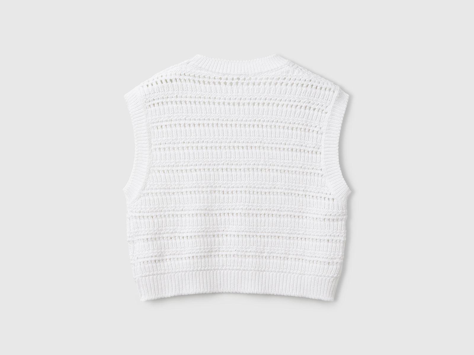 Gilet lavorato da bambina bianco 2 | Benetton Outlet