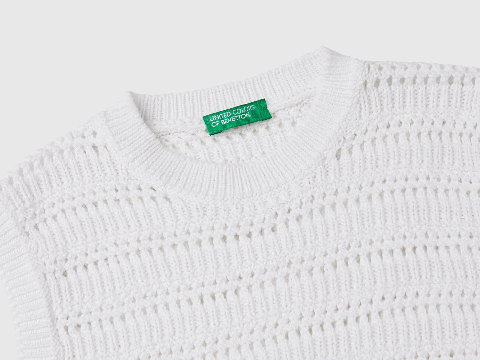 Gilet lavorato da bambina bianco 3 | Benetton Outlet