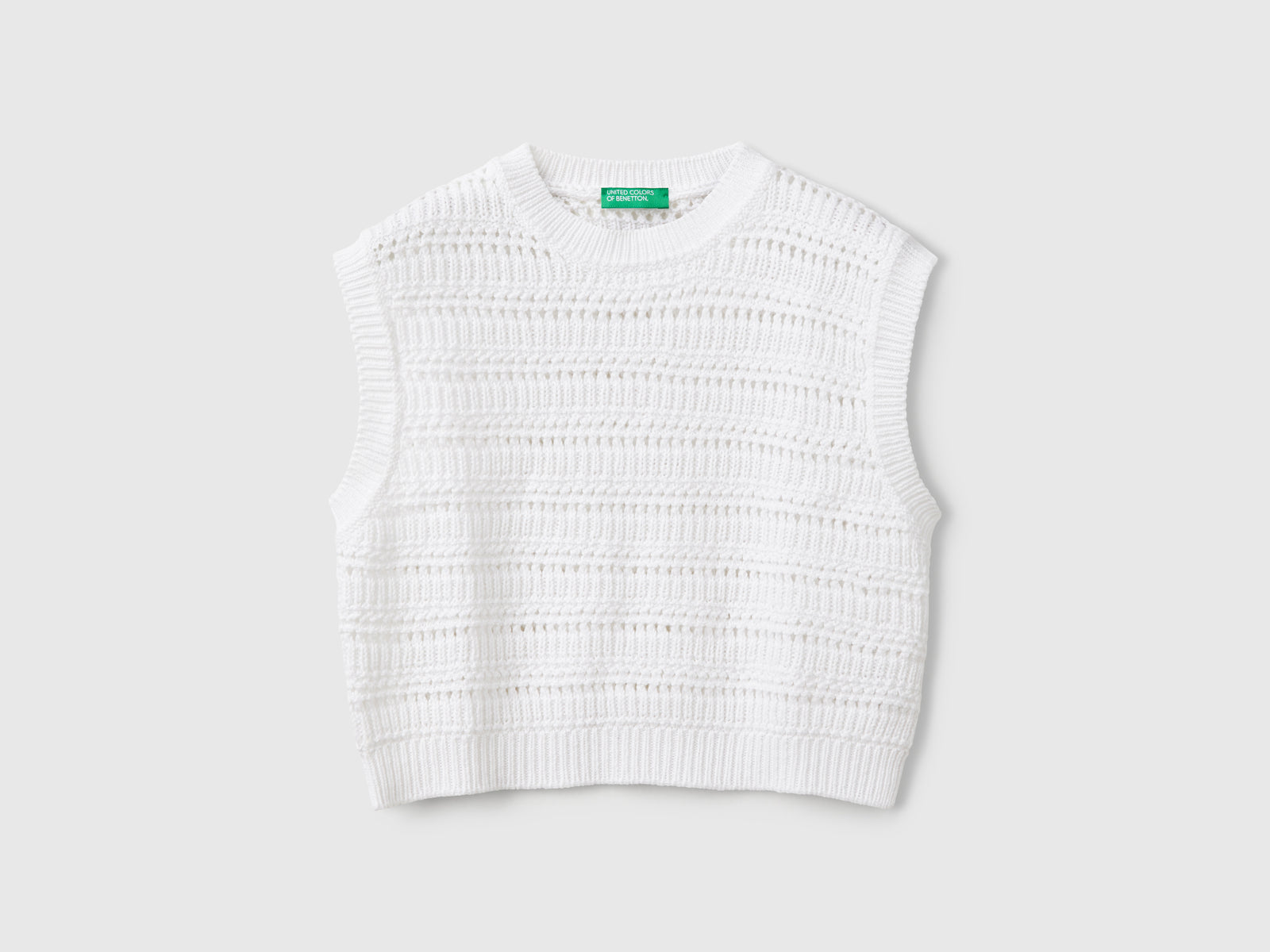 Gilet lavorato da bambina bianco | Benetton Outlet