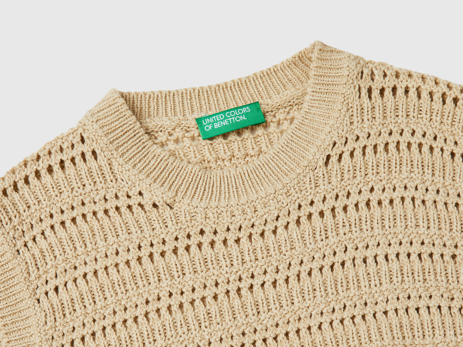 Gilet lavorato da bambina beige 3 | Benetton Outlet