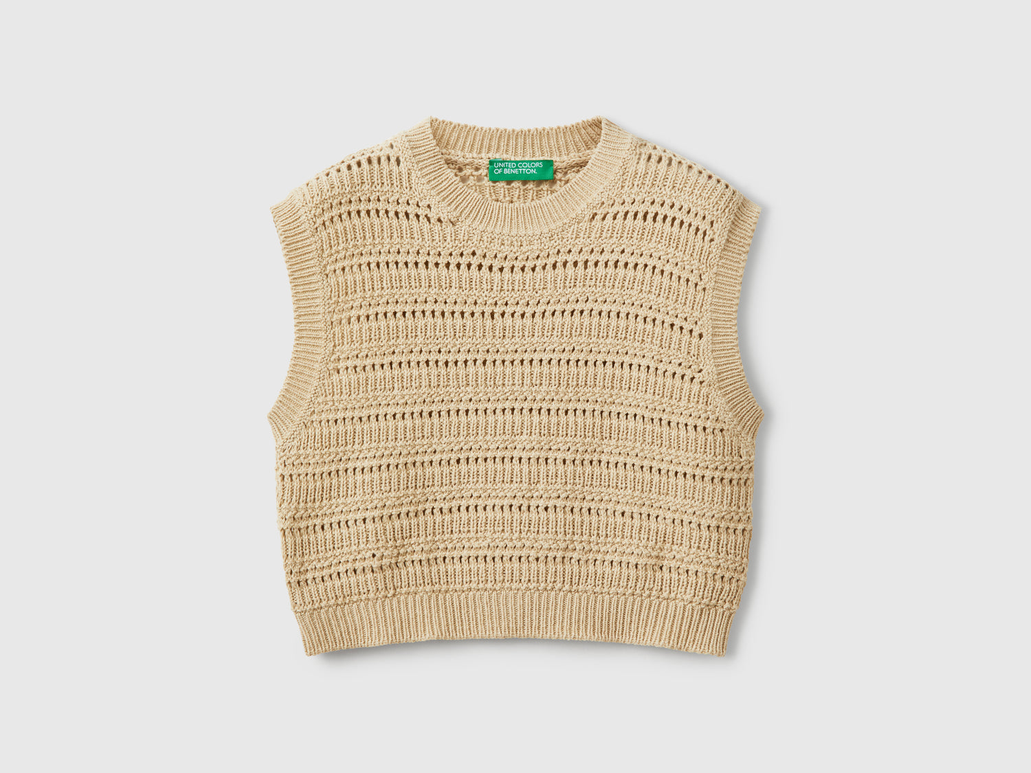 Gilet lavorato da bambina beige | Benetton Outlet