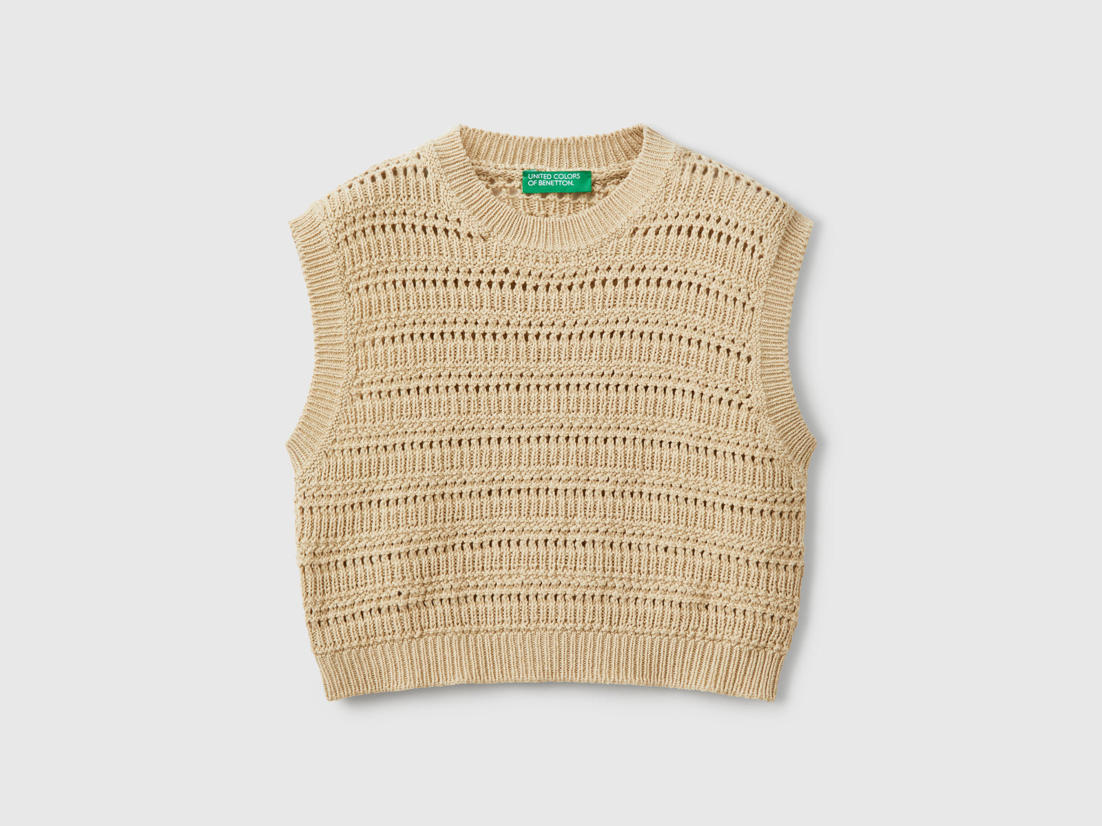 Gilet lavorato da bambina beige | Benetton Outlet