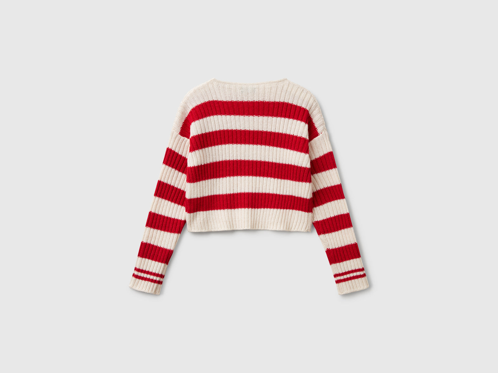 Maglia a righe bicolor da bambina rosso 2 | Benetton Outlet