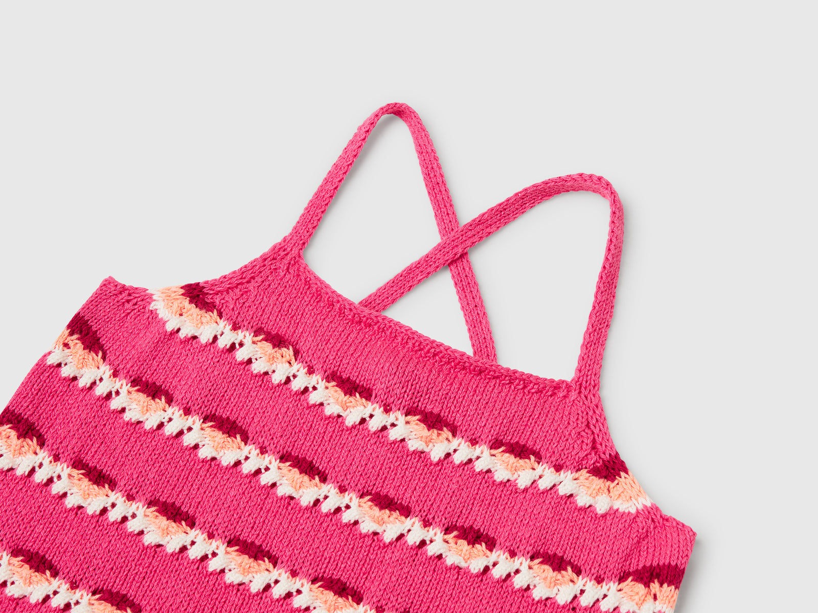 Top in punto crochet da bambina rosa 3 | Benetton Outlet