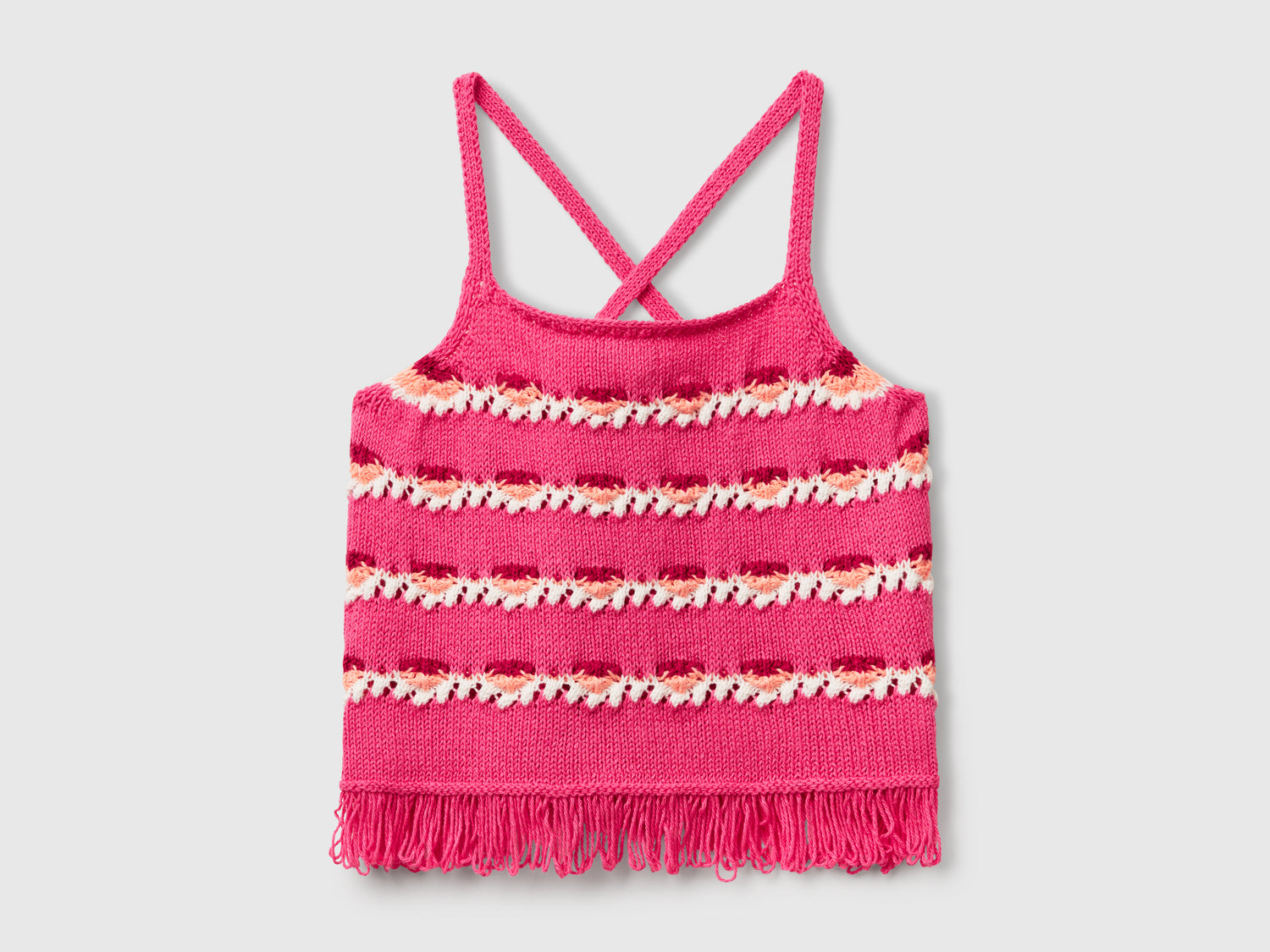 Top in punto crochet da bambina rosa | Benetton Outlet