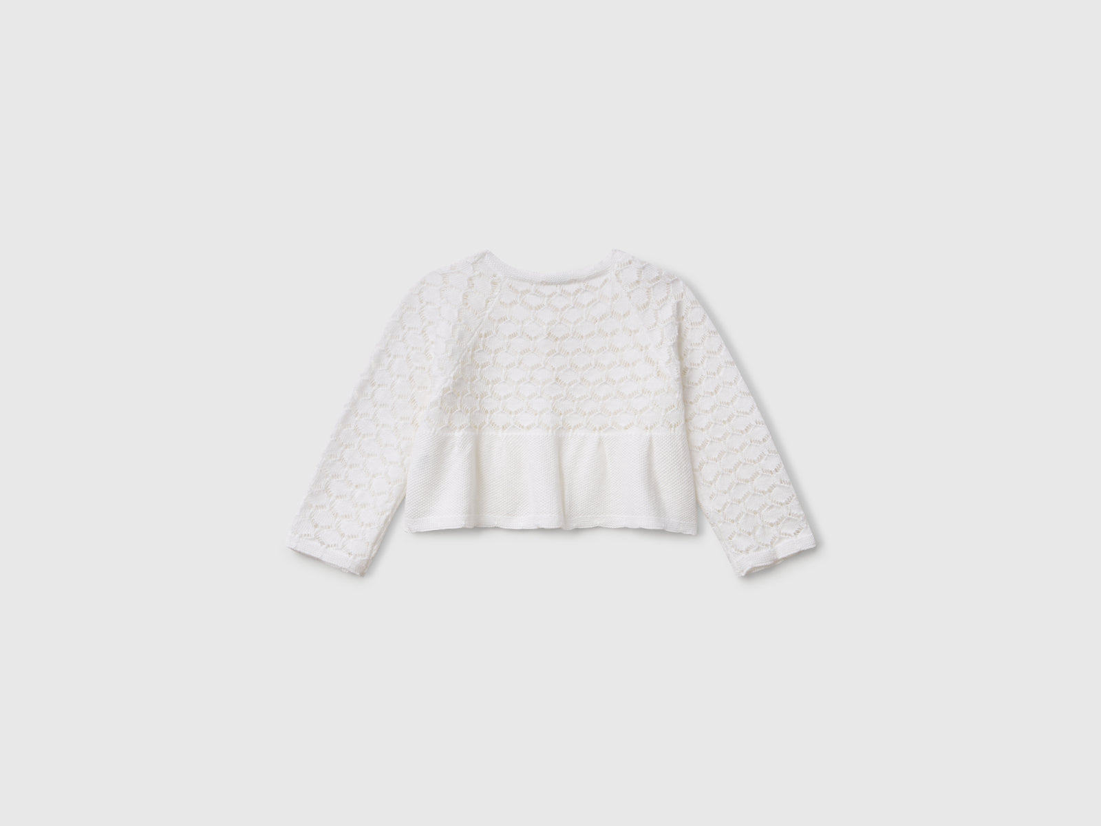 Cardigan lavorato in misto lino da neonato bianco 2 | Benetton Outlet