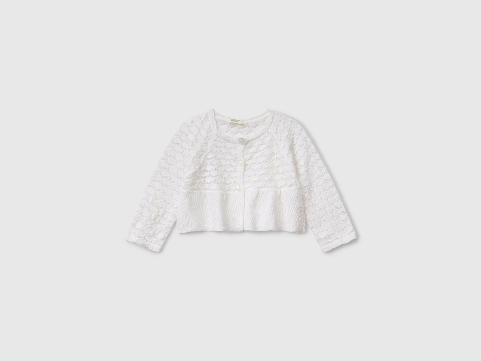 Cardigan lavorato in misto lino da neonato bianco | Benetton Outlet