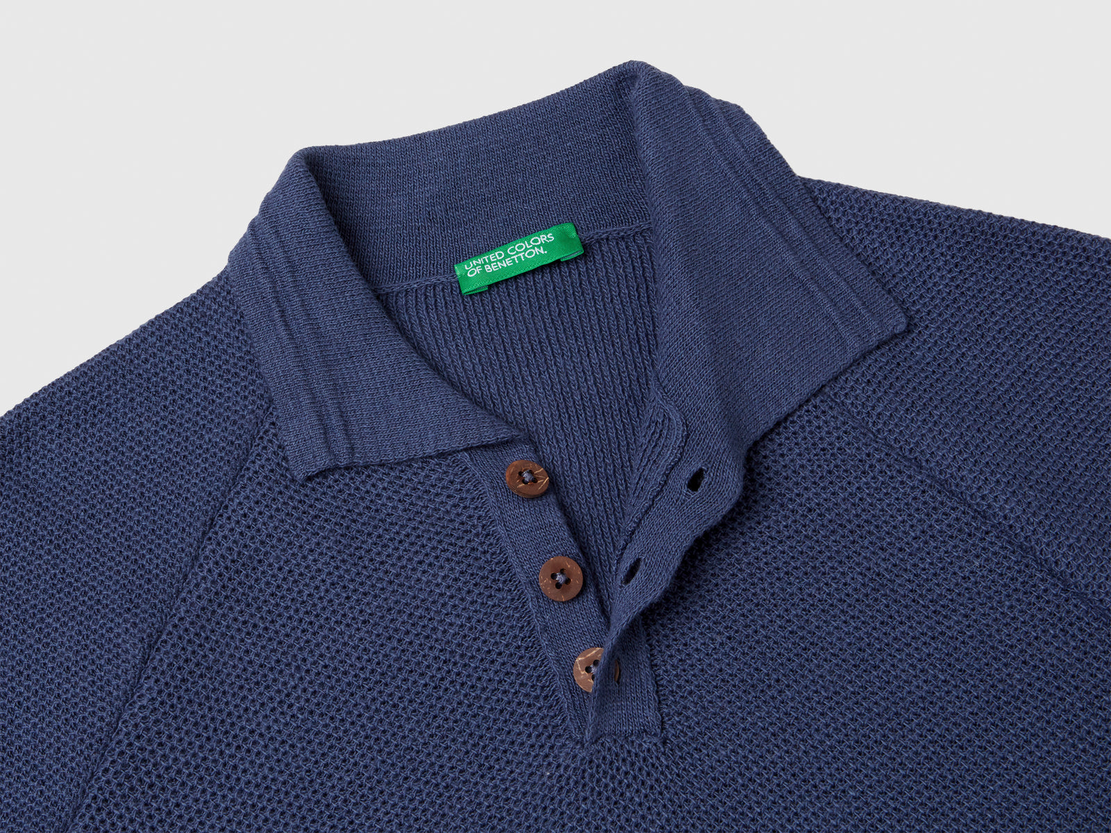 Polo a manica corta in misto lino da bambino avio 3 | Benetton Outlet