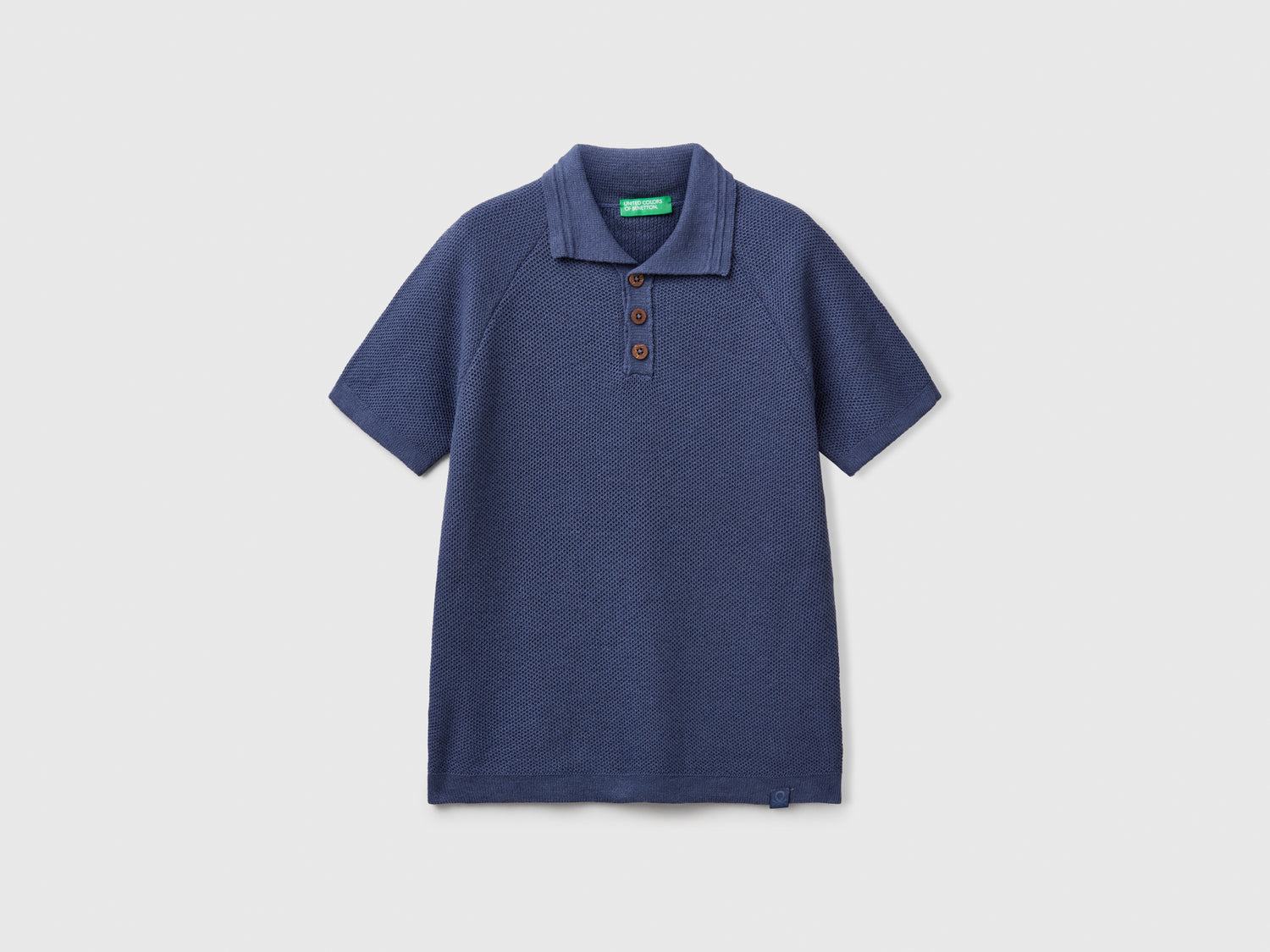 Polo a manica corta in misto lino da bambino avio | Benetton Outlet