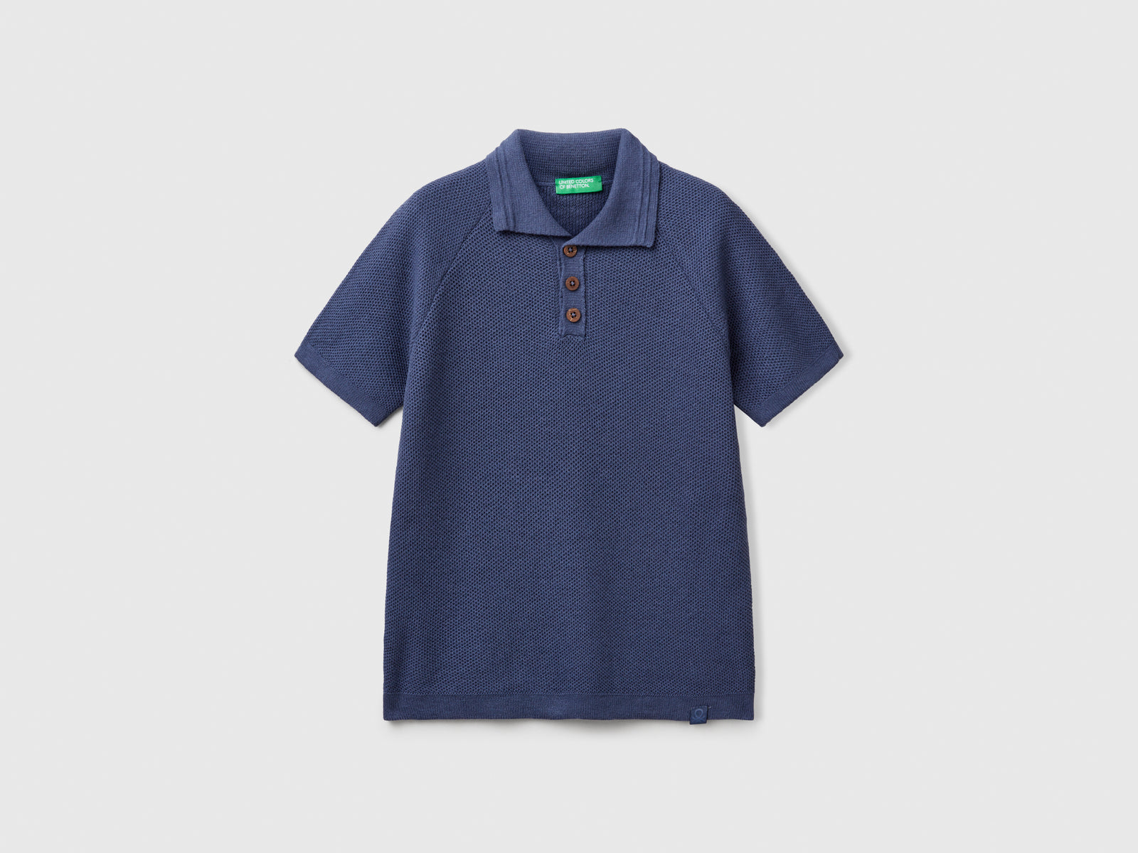 Polo a manica corta in misto lino da bambino avio | Benetton Outlet
