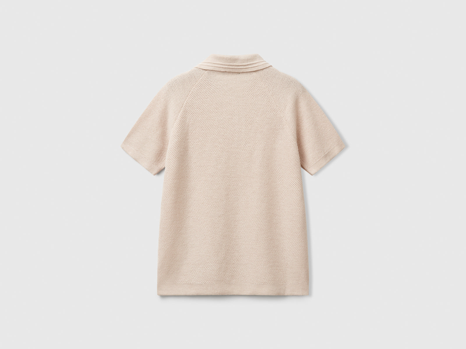 Polo a manica corta in misto lino da bambino beige 2 | Benetton Outlet