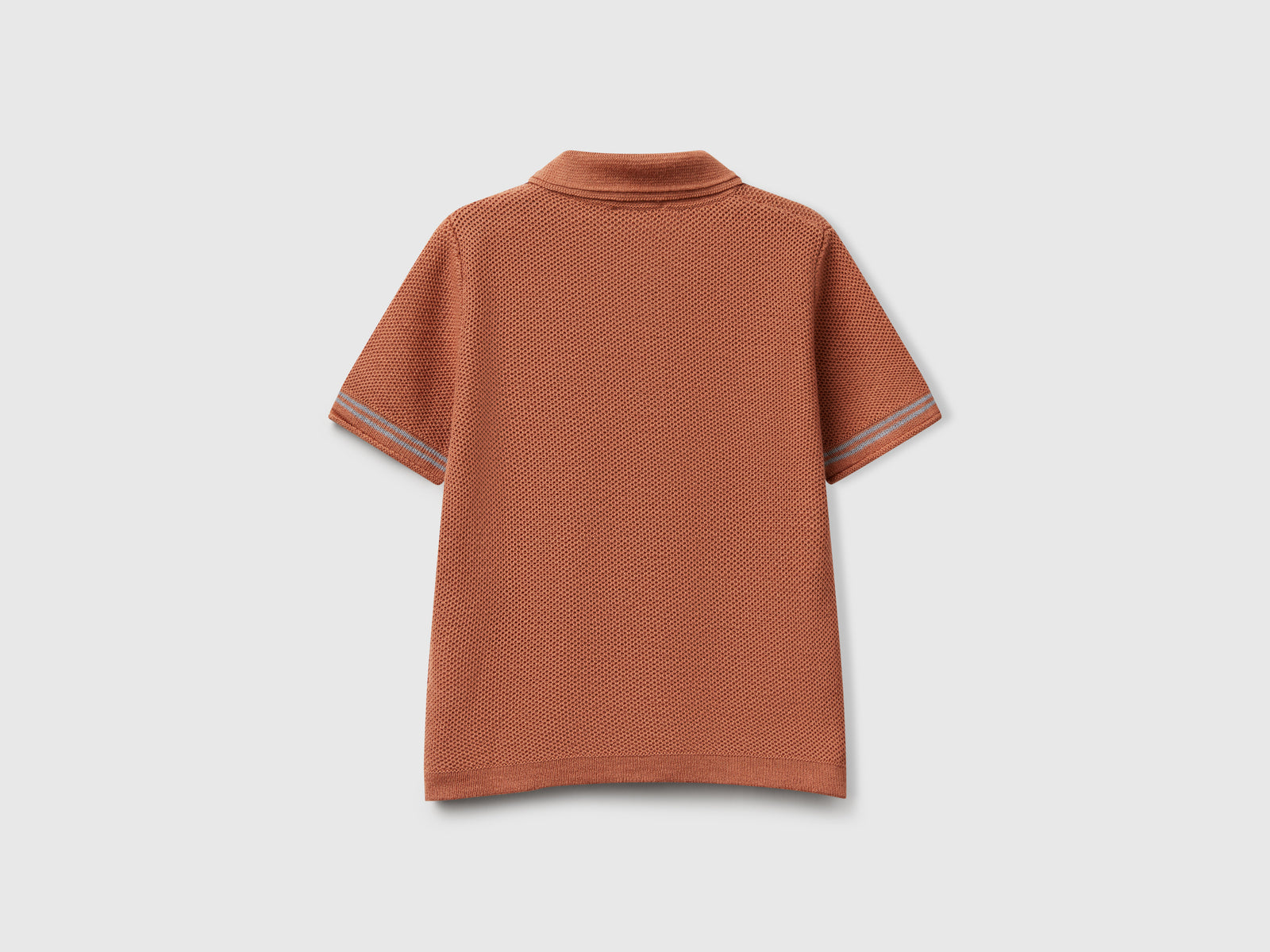 Polo a manica corta in misto lino da bimbo cammello 2 | Benetton Outlet