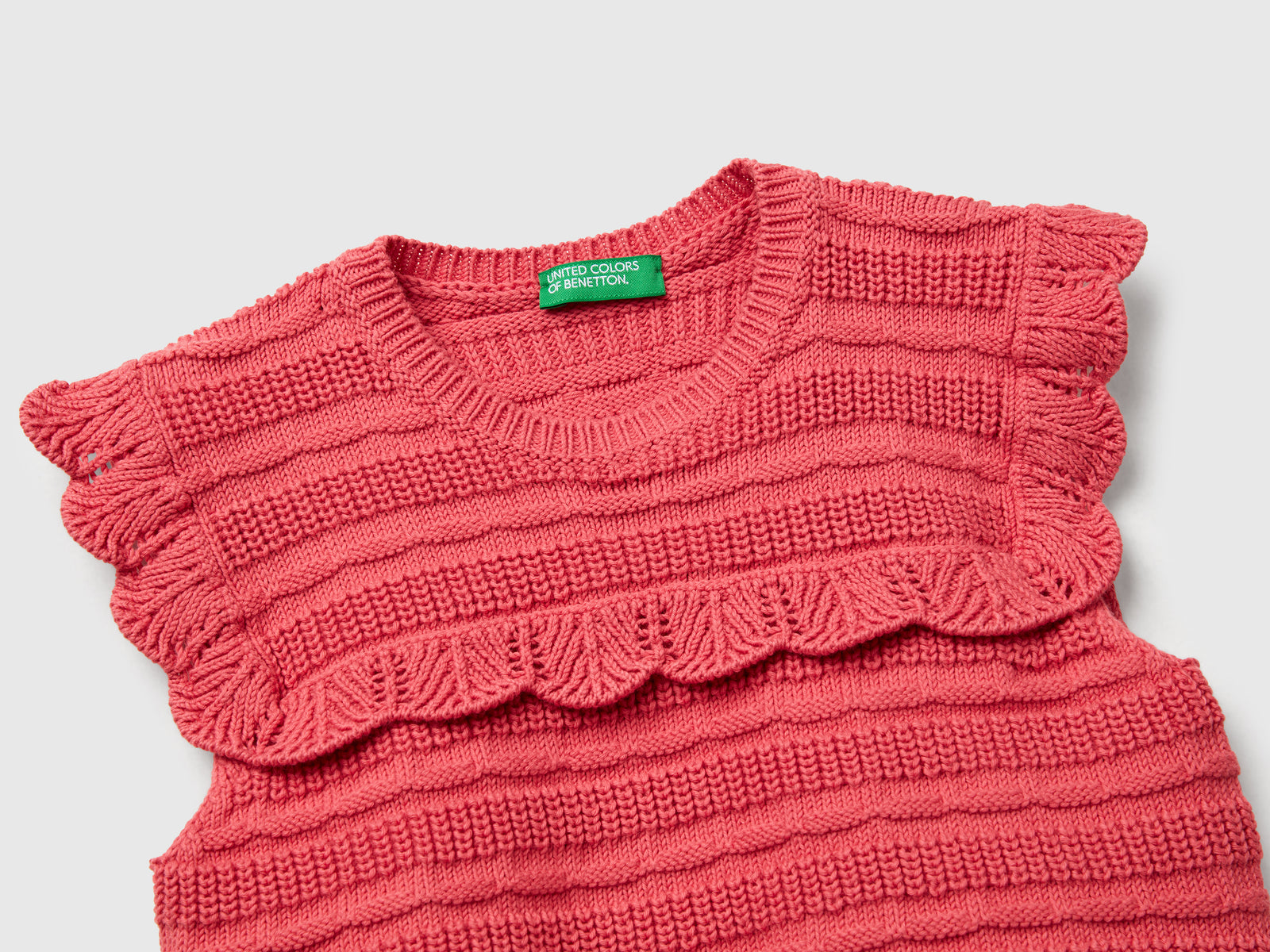 Gilet con balza da bimba salmone 3 | Benetton Outlet