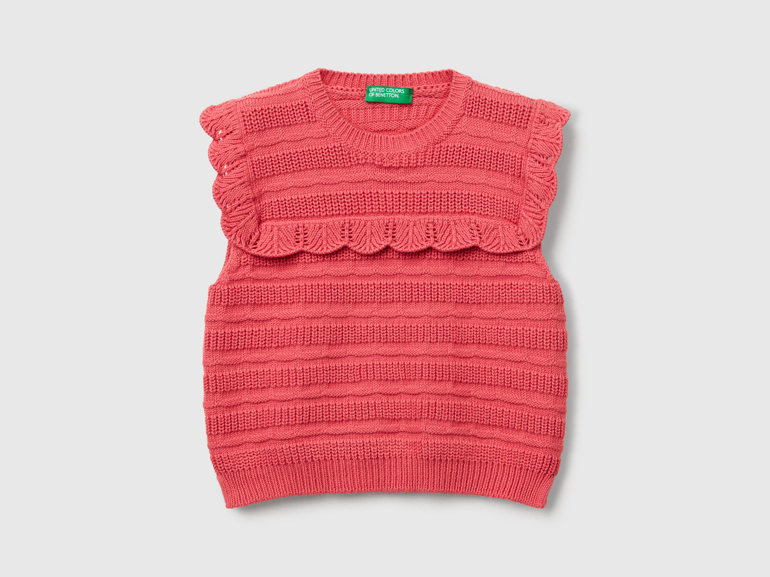 Gilet con balza da bimba salmone | Benetton Outlet