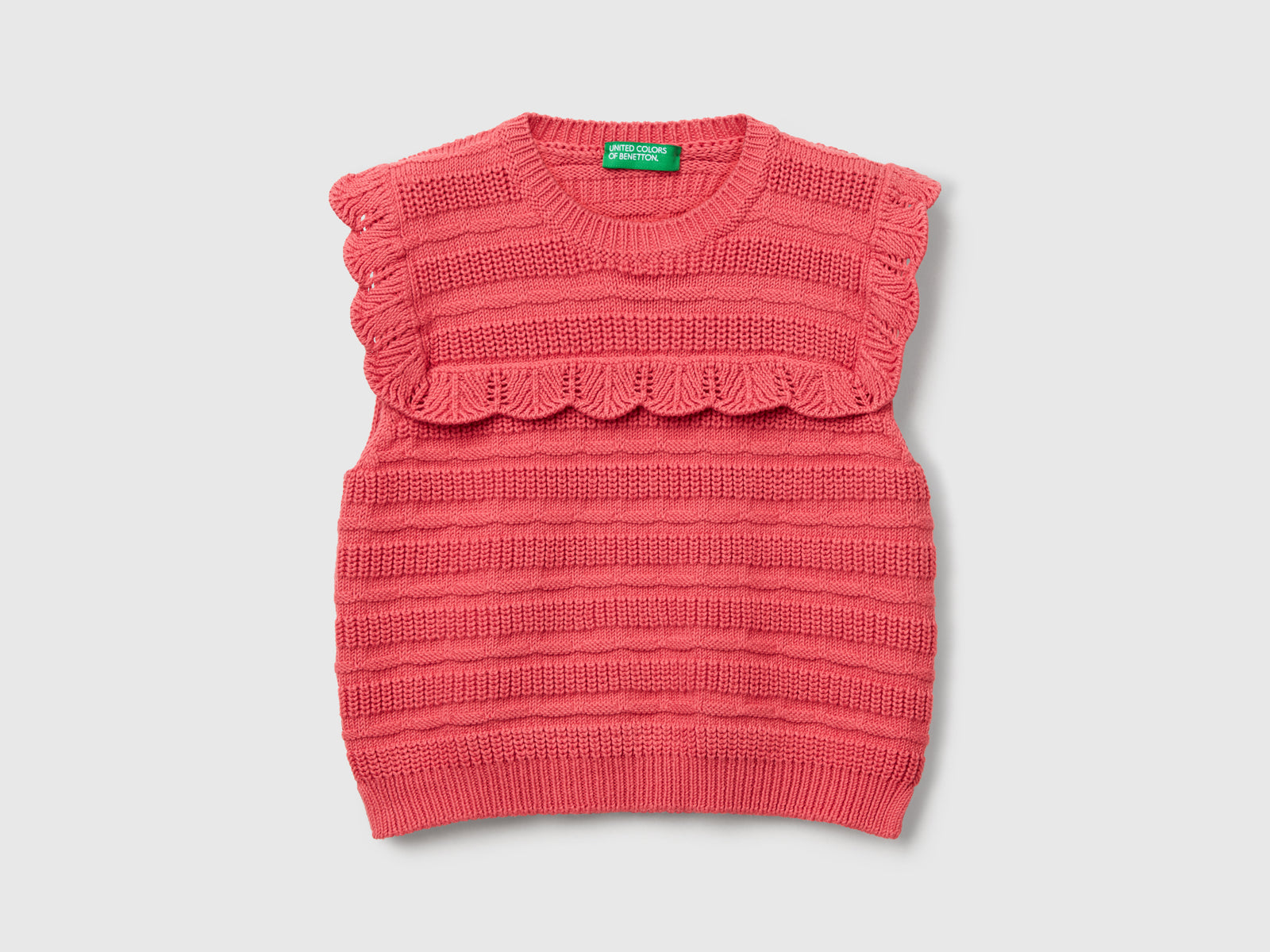 Gilet con balza da bimba salmone | Benetton Outlet