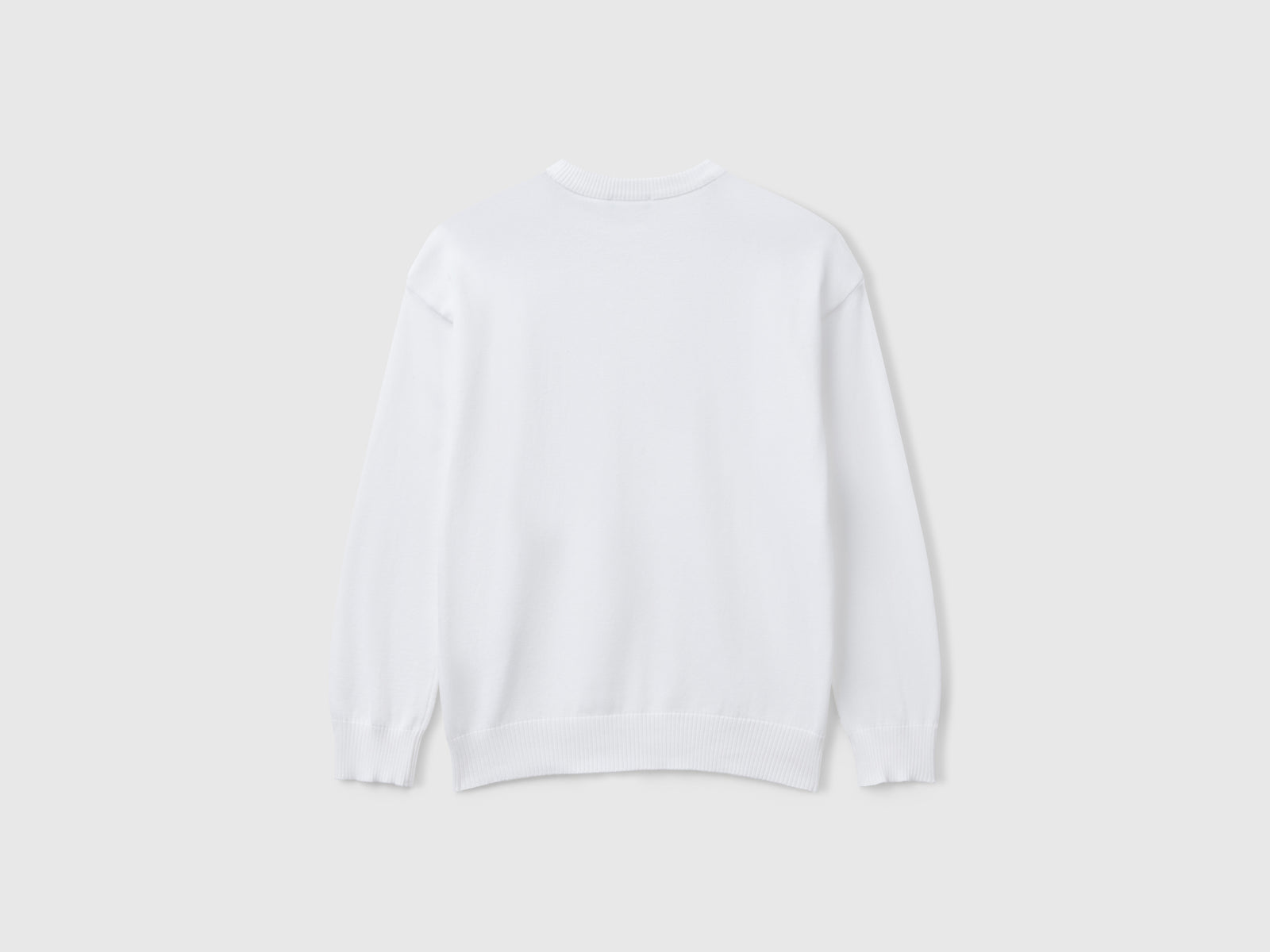 Maglioncino in puro cotone con logo da bambino bianco 2 | Benetton Outlet