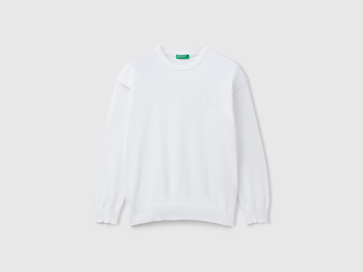 Maglioncino in puro cotone con logo da bambino bianco | Benetton Outlet