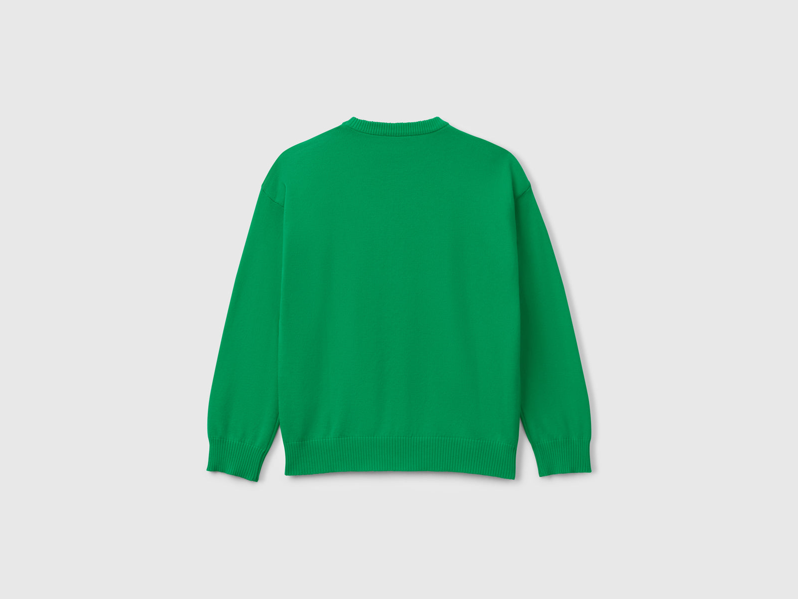 Maglioncino in puro cotone con logo da bambino verde 2 | Benetton Outlet