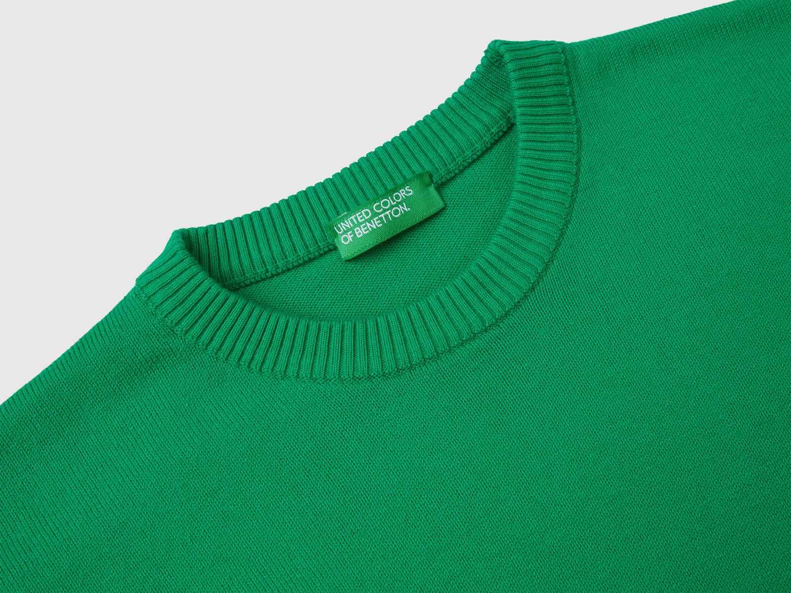 Maglioncino in puro cotone con logo da bambino verde 3 | Benetton Outlet
