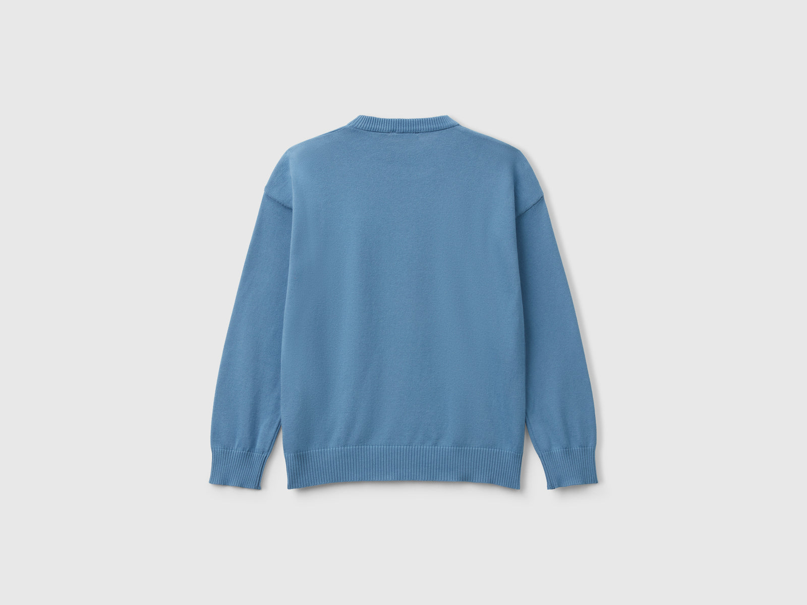 Maglioncino in puro cotone con logo da bambino azzurro 2 | Benetton Outlet