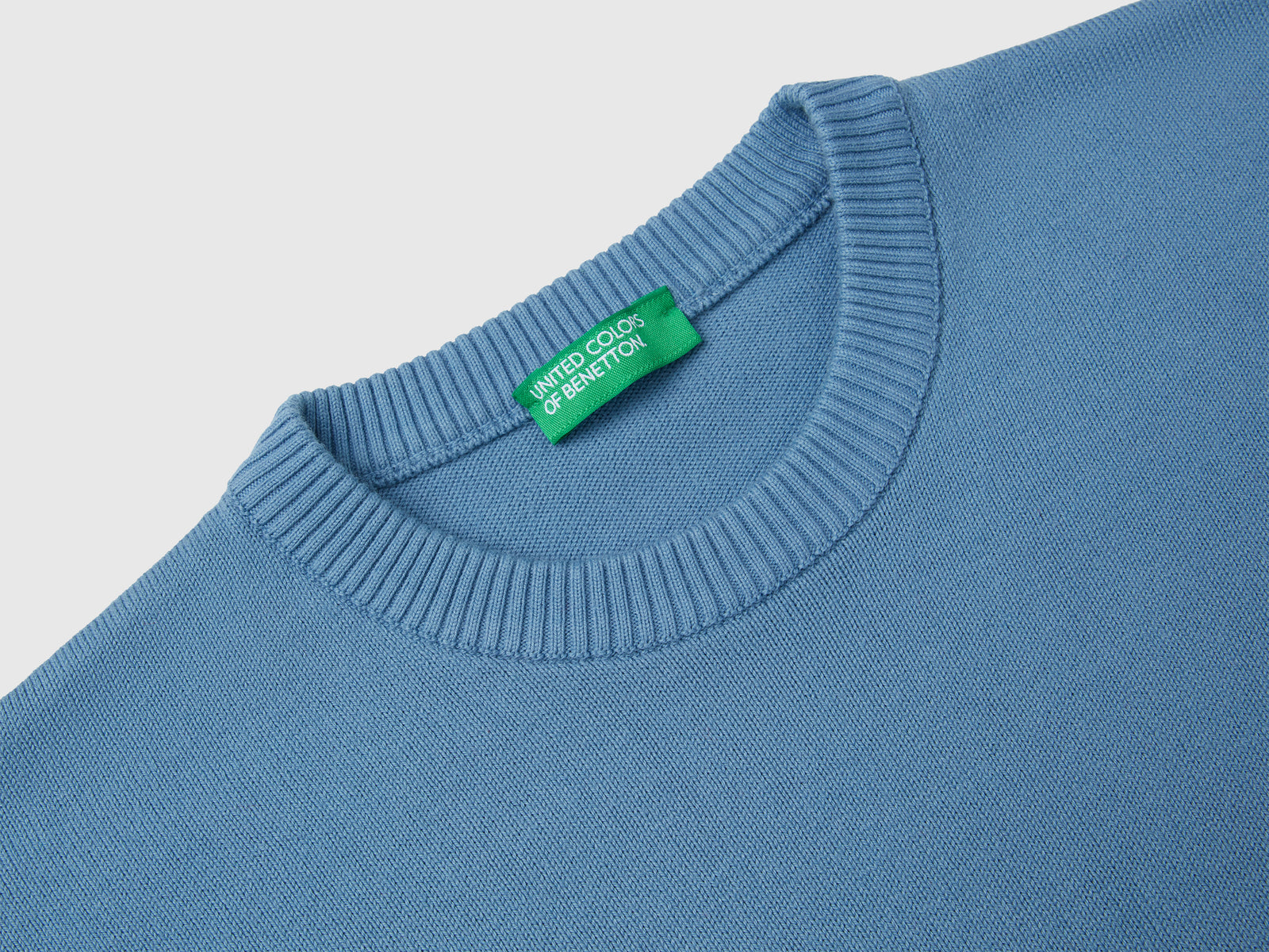 Maglioncino in puro cotone con logo da bambino azzurro 3 | Benetton Outlet
