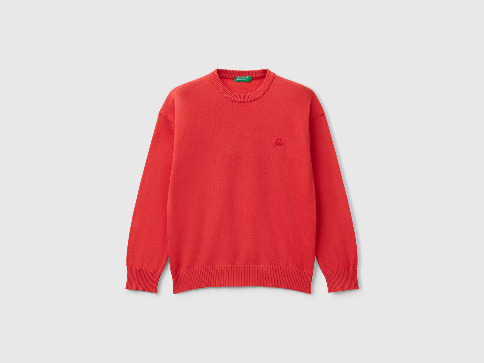 Maglioncino in puro cotone con logo da bambino rosso | Benetton Outlet