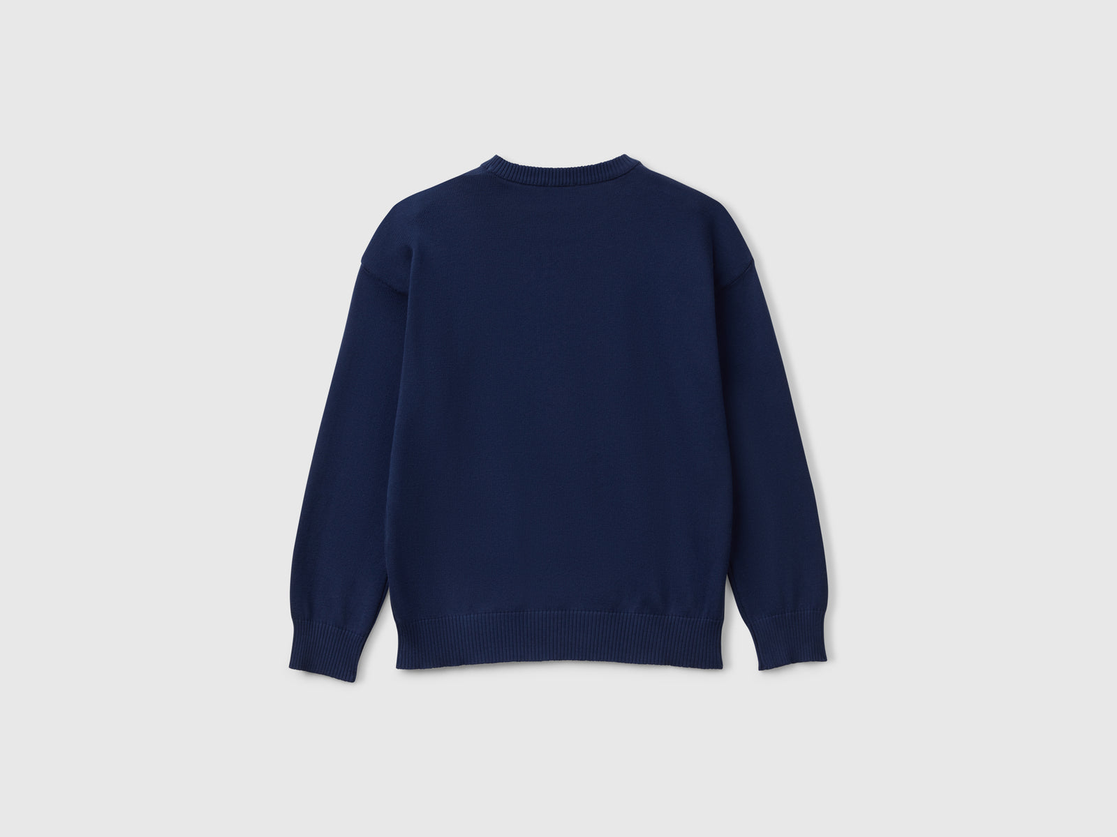 Maglioncino in puro cotone con logo da bambino blu scuro 2 | Benetton Outlet