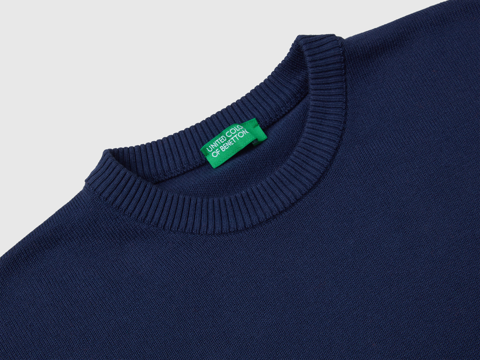 Maglioncino in puro cotone con logo da bambino blu scuro 3 | Benetton Outlet