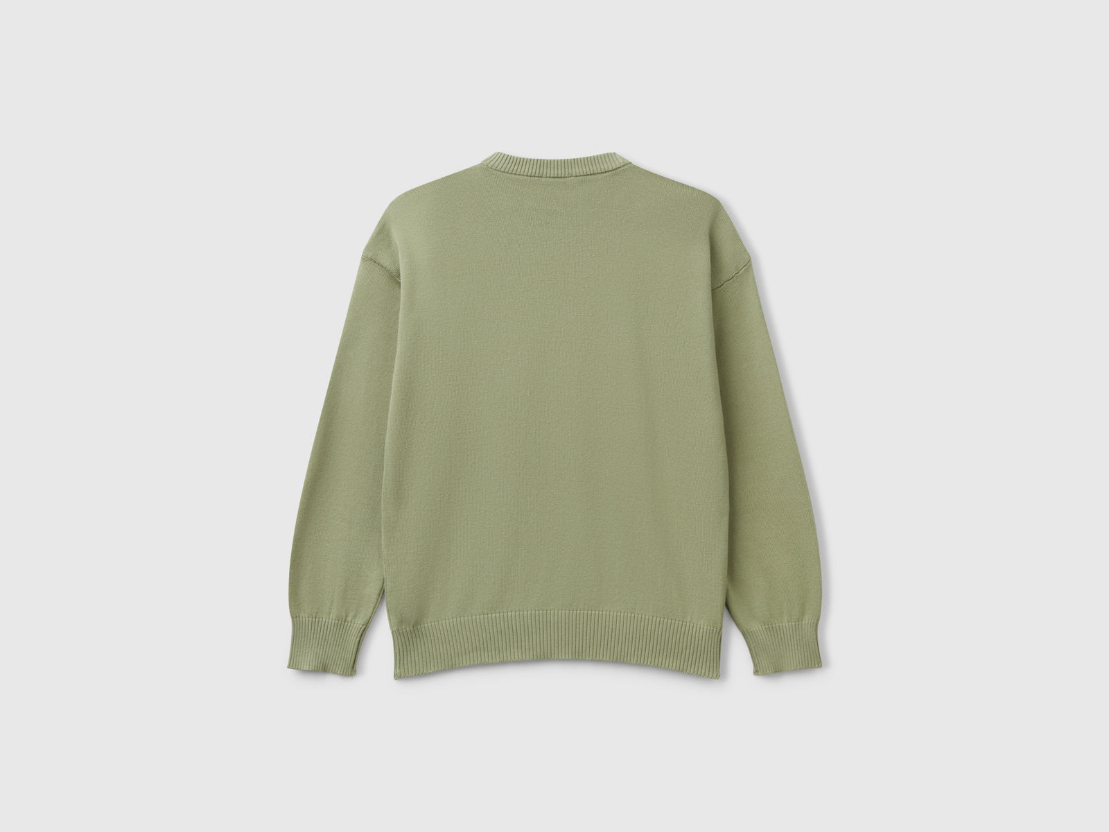 Maglioncino in puro cotone con logo da bambino verde oliva 2 | Benetton Outlet