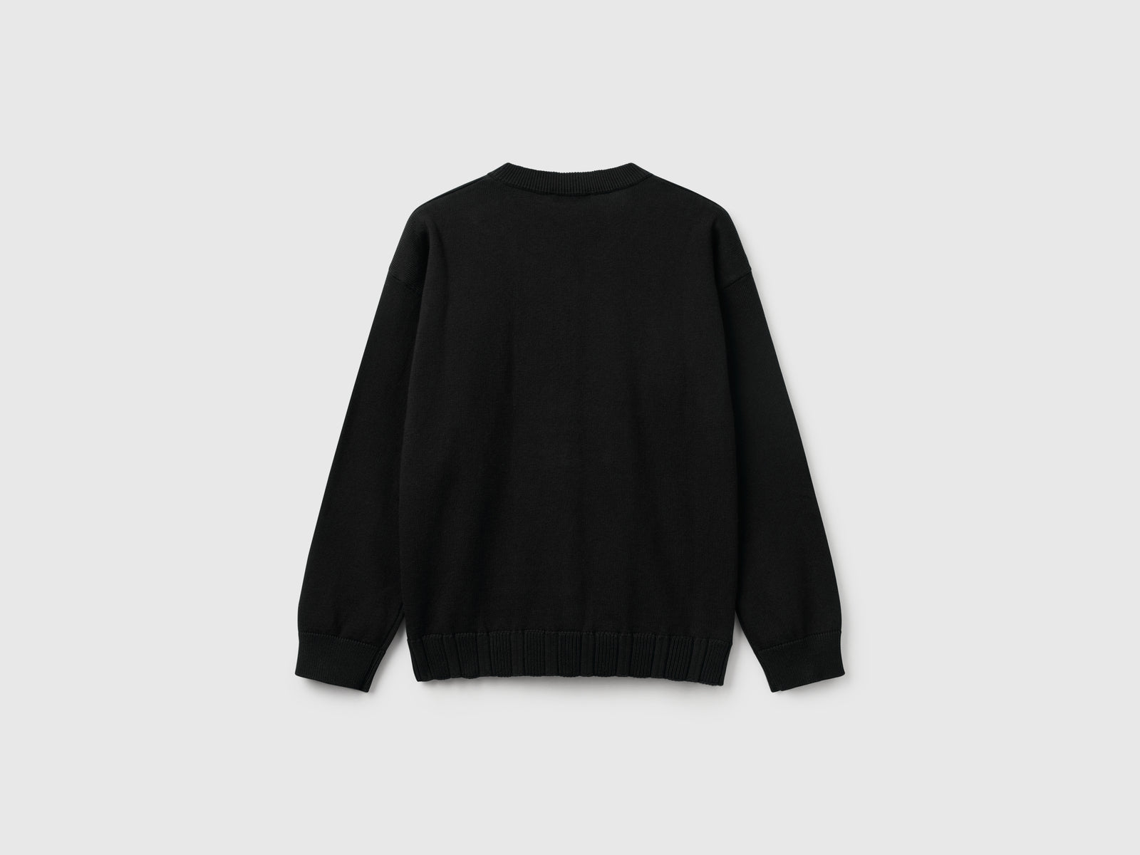 Cardigan girocollo in puro cotone da bambina nero 2 | Benetton Outlet