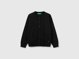 Cardigan girocollo in puro cotone