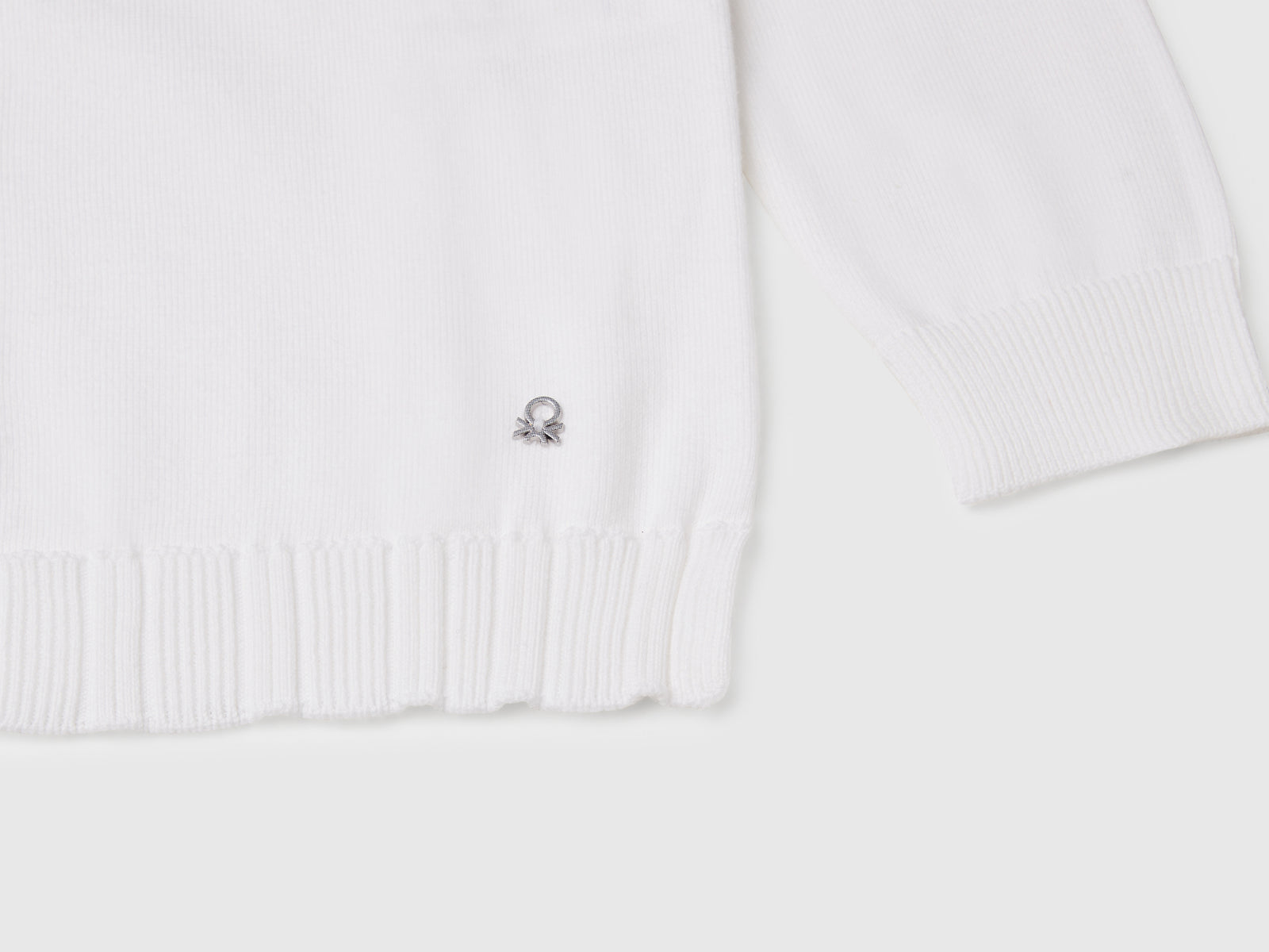 Cardigan girocollo in puro cotone da bambina bianco 3 | Benetton Outlet