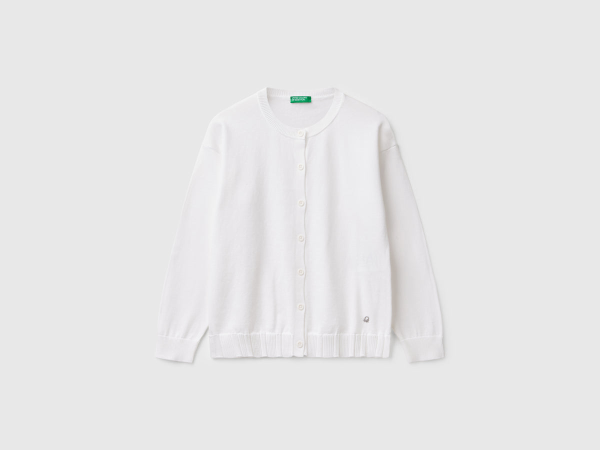 Cardigan girocollo in puro cotone