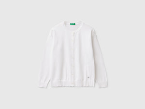 Cardigan girocollo in puro cotone