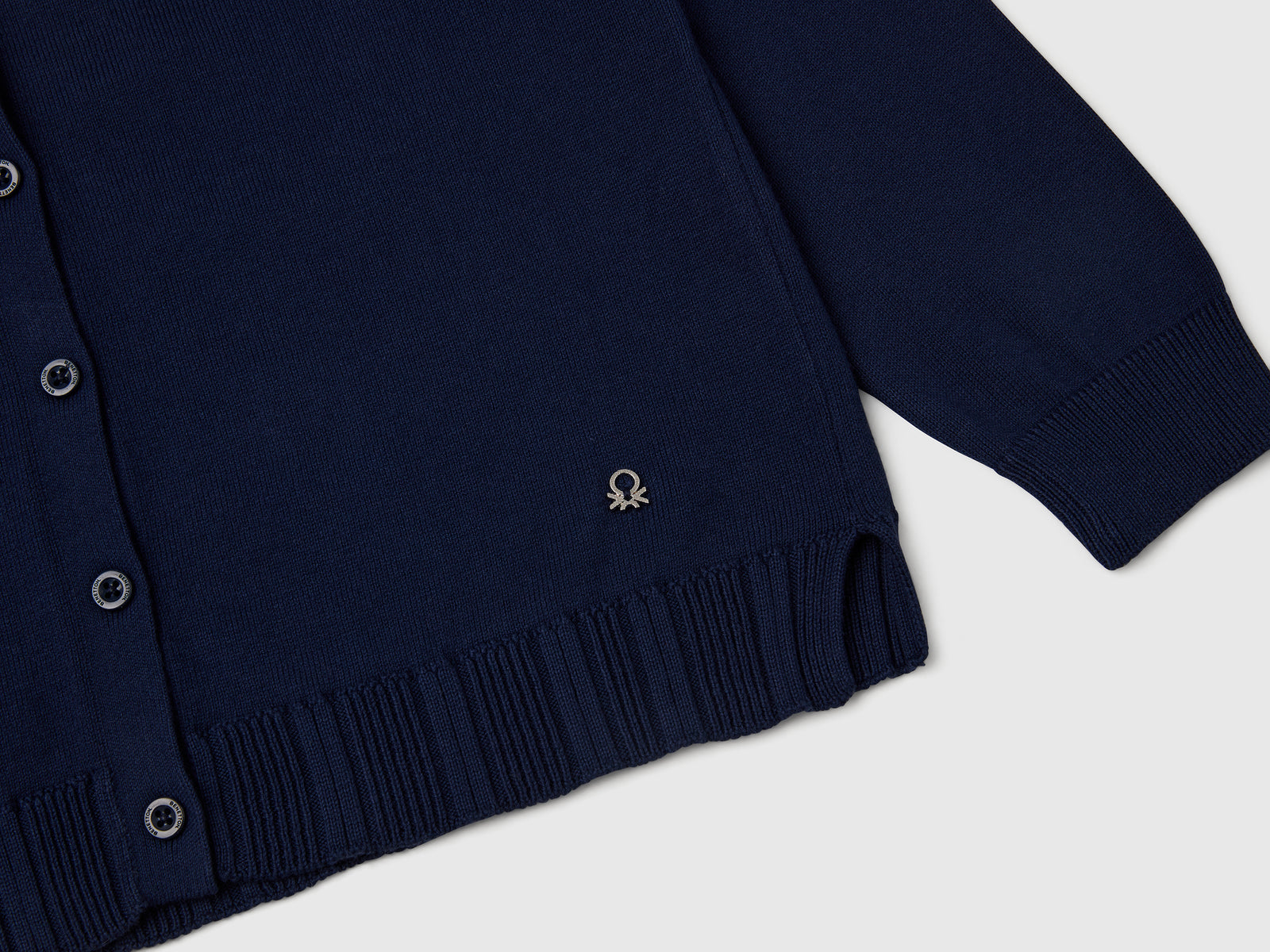 Cardigan girocollo in puro cotone da bambina blu scuro 3 | Benetton Outlet
