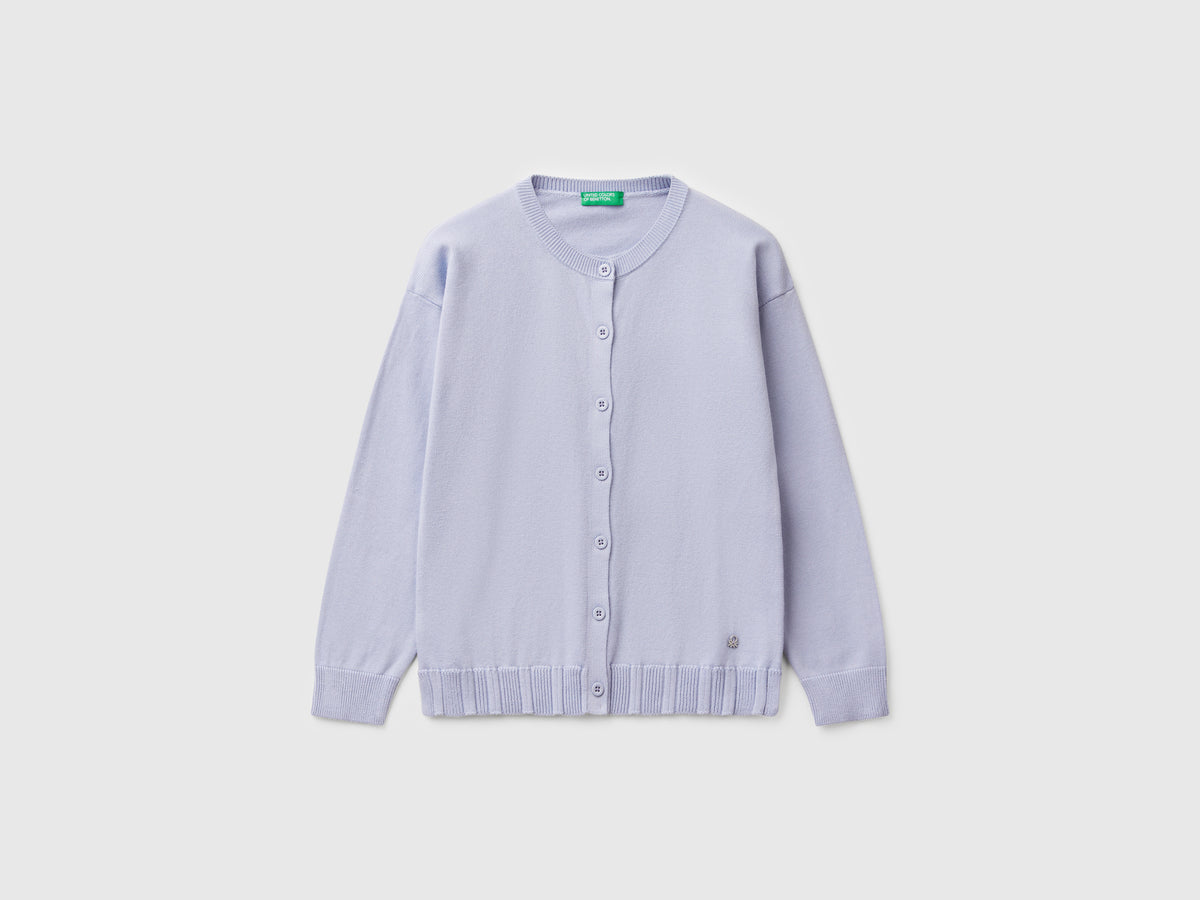 Cardigan girocollo in puro cotone