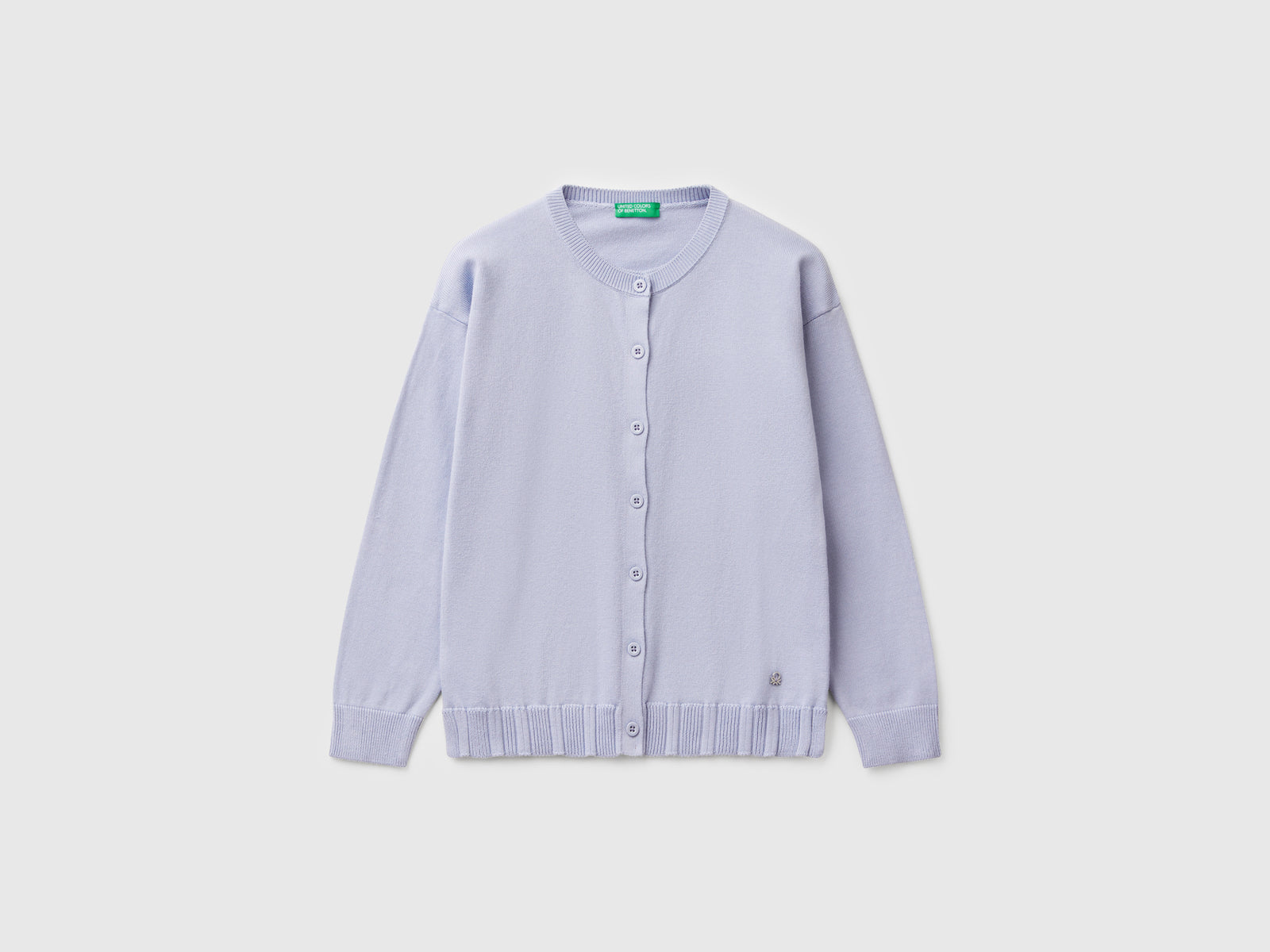 Cardigan girocollo in puro cotone da bambina pervinca | Benetton Outlet