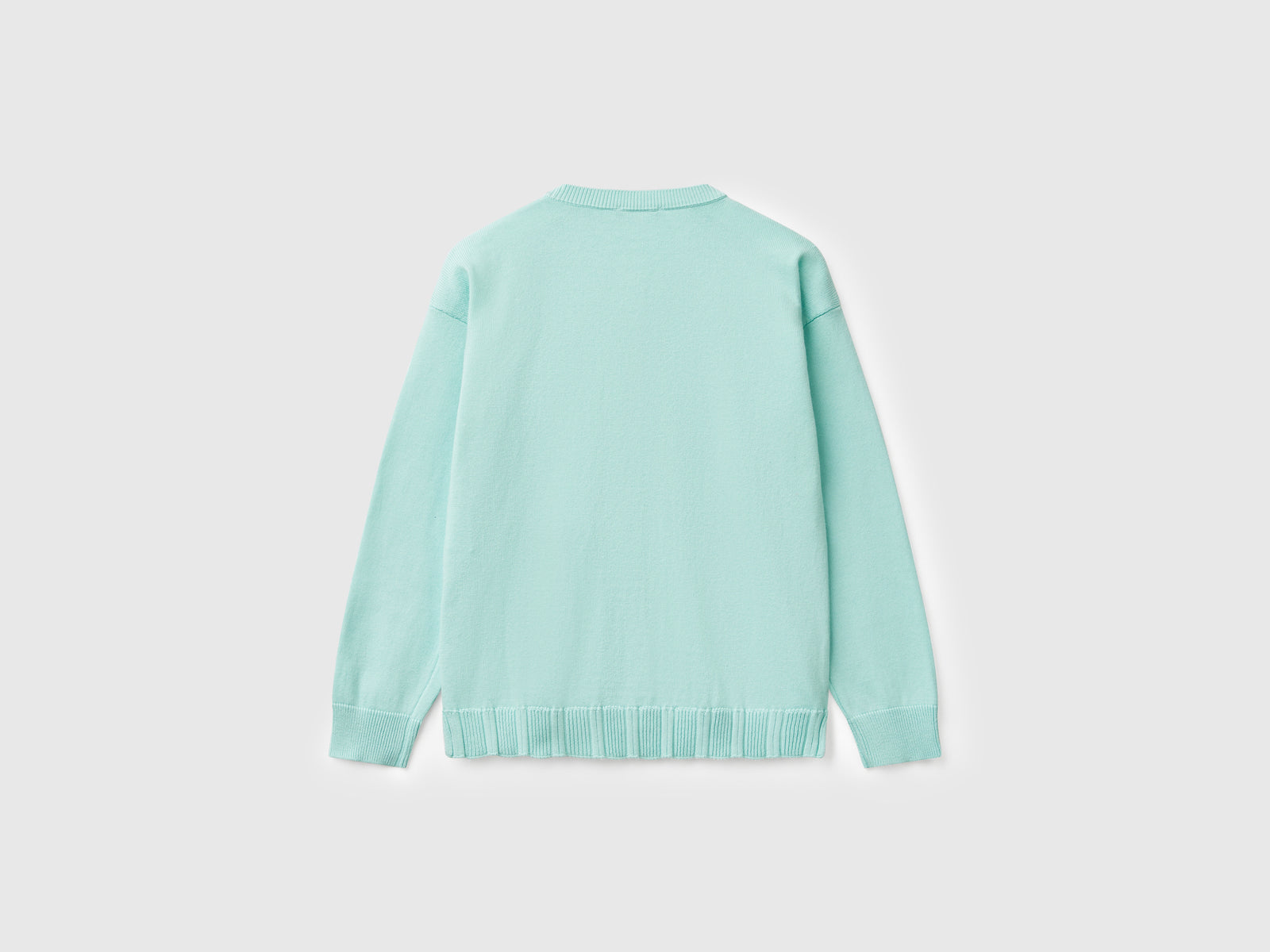 Cardigan girocollo in puro cotone da bambina verde acqua 2 | Benetton Outlet
