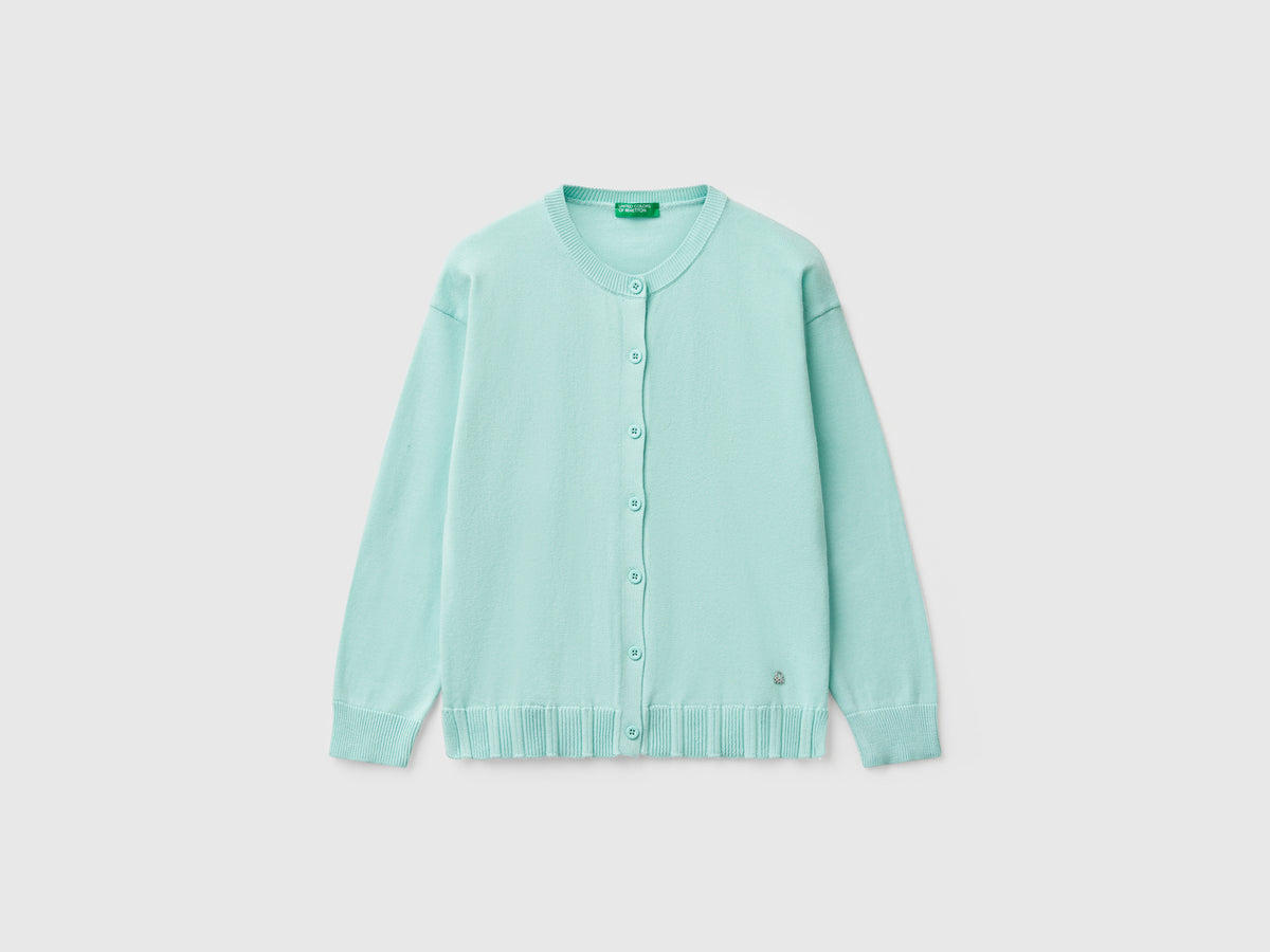 Cardigan girocollo in puro cotone